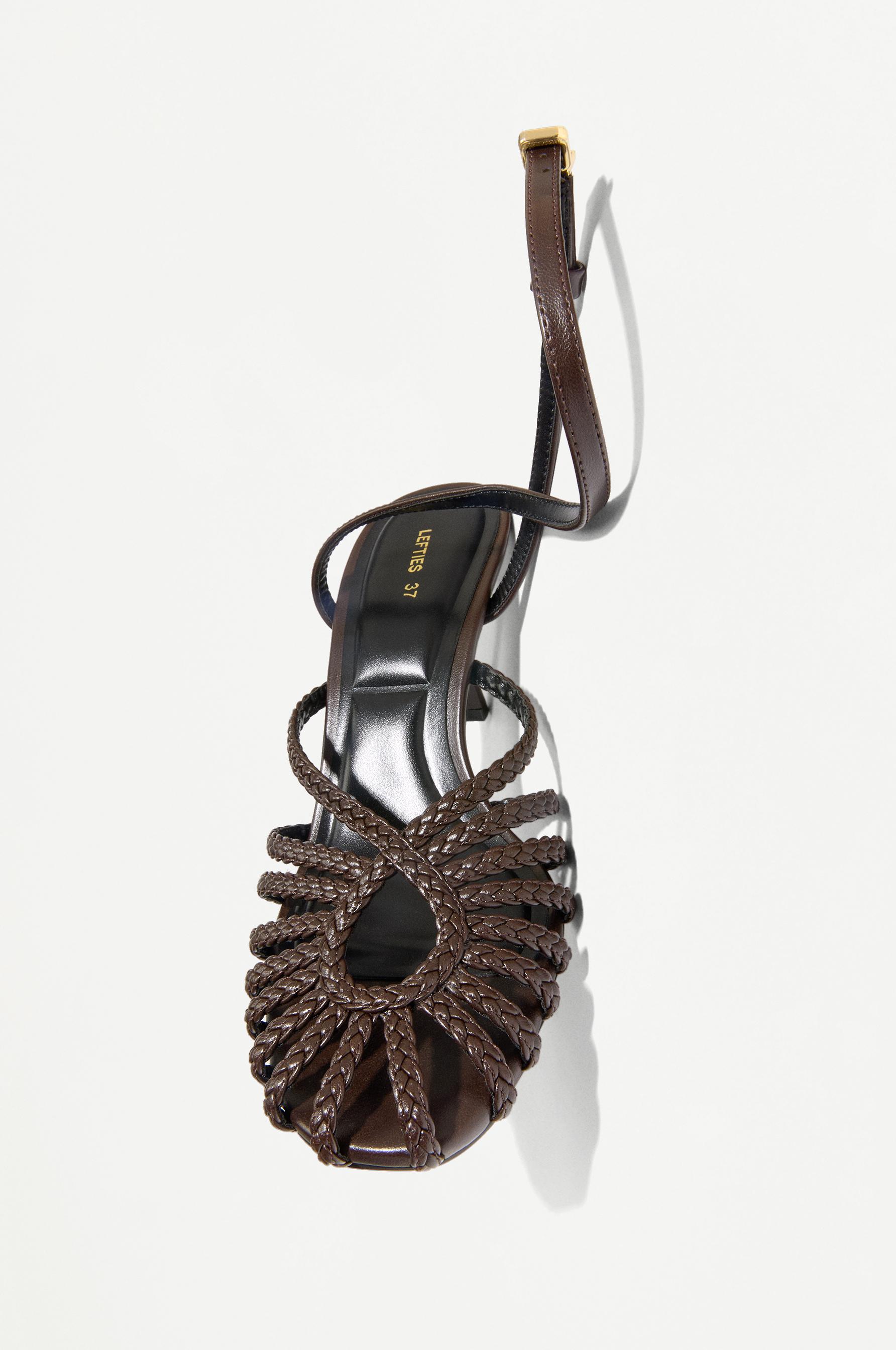 Heeled cage sandals — BROWN