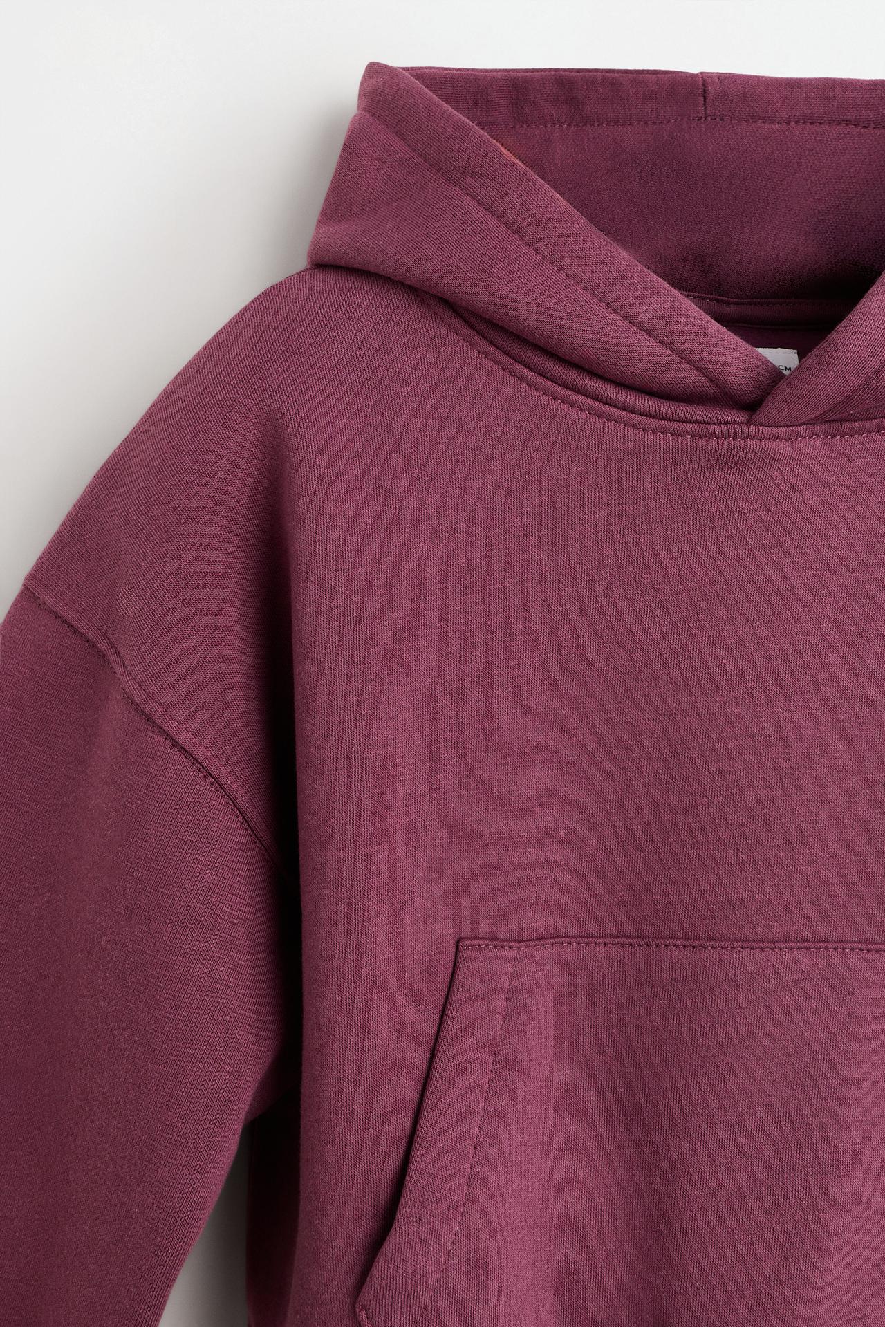 Cropped sweatshirt with hood — DARK PLUM