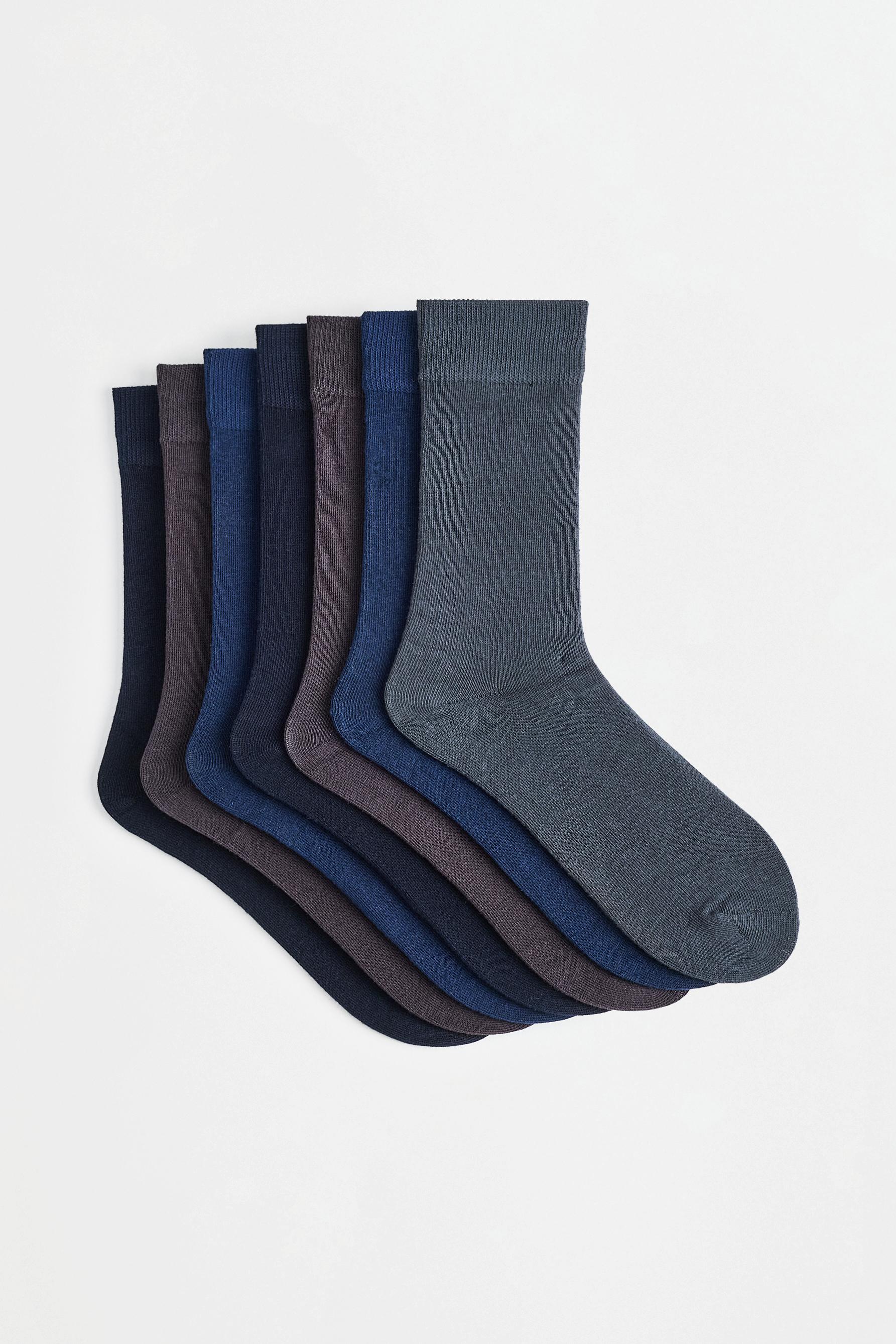 Basic long socks (7-pack) — BLUE TONES