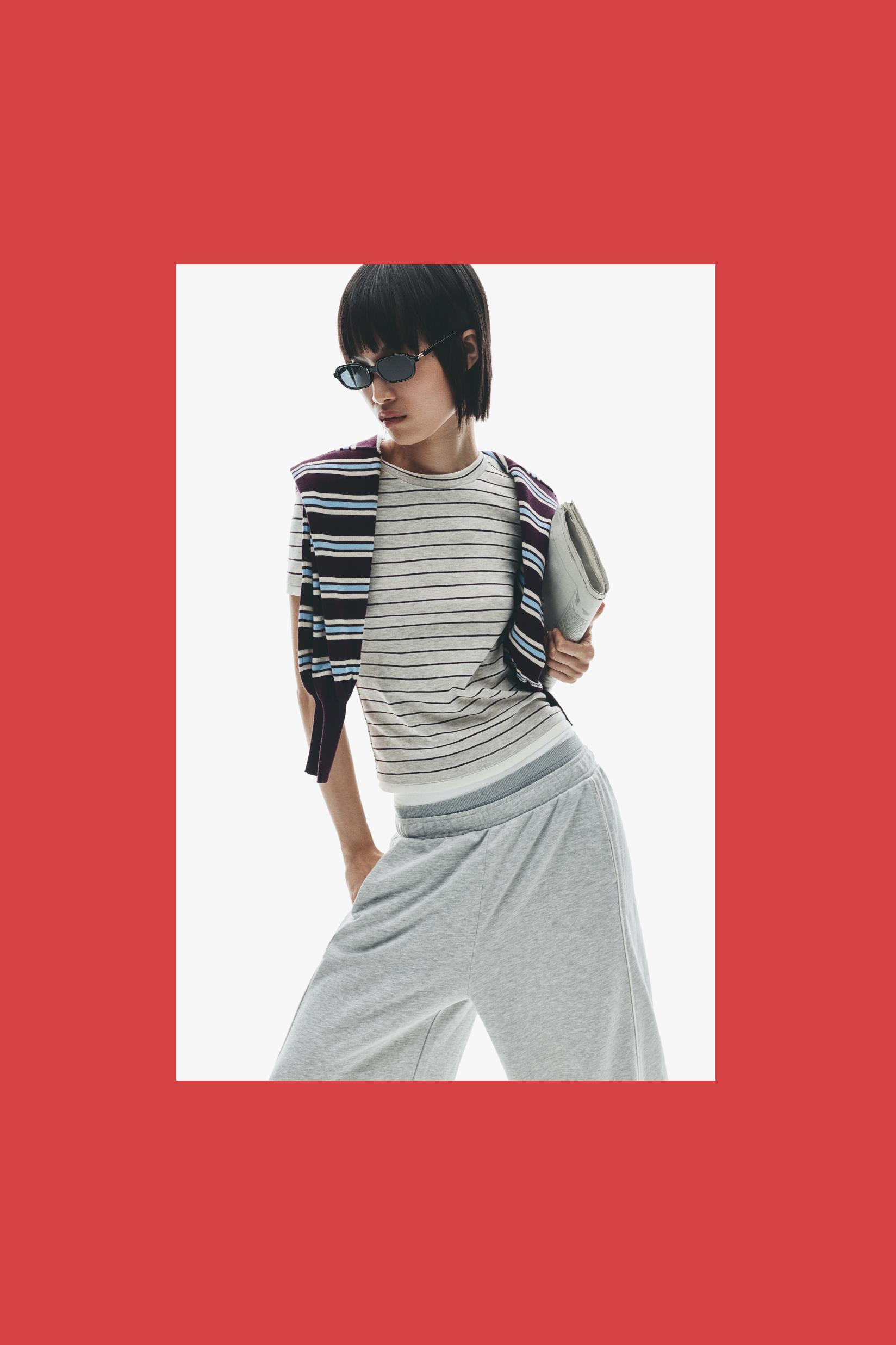 Striped T-shirt — GREY MARL