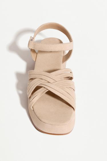 FAUX SUEDE PLATFORM SANDAL — BROWN 3