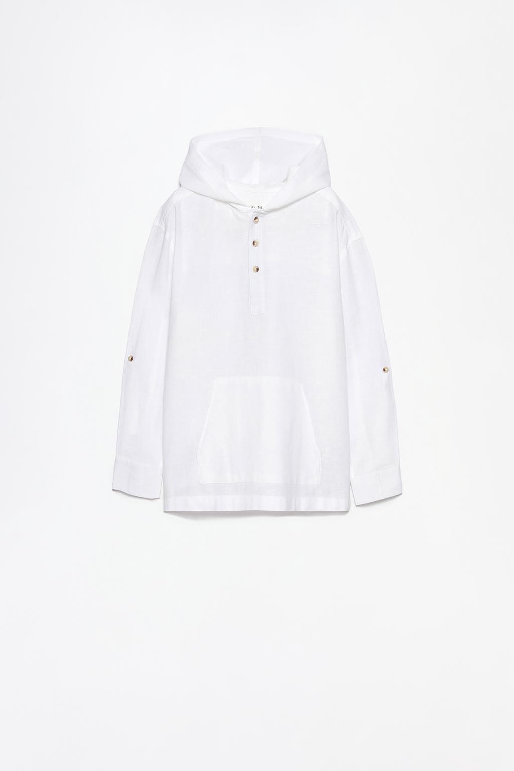 Linen - cotton shirt with hood