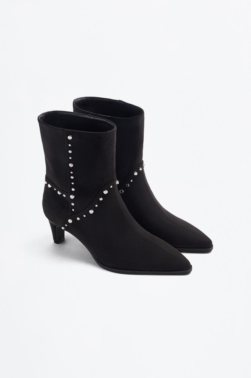 Botín tacón tachas efecto ante Botas y Botines ZAPATOS Mujer