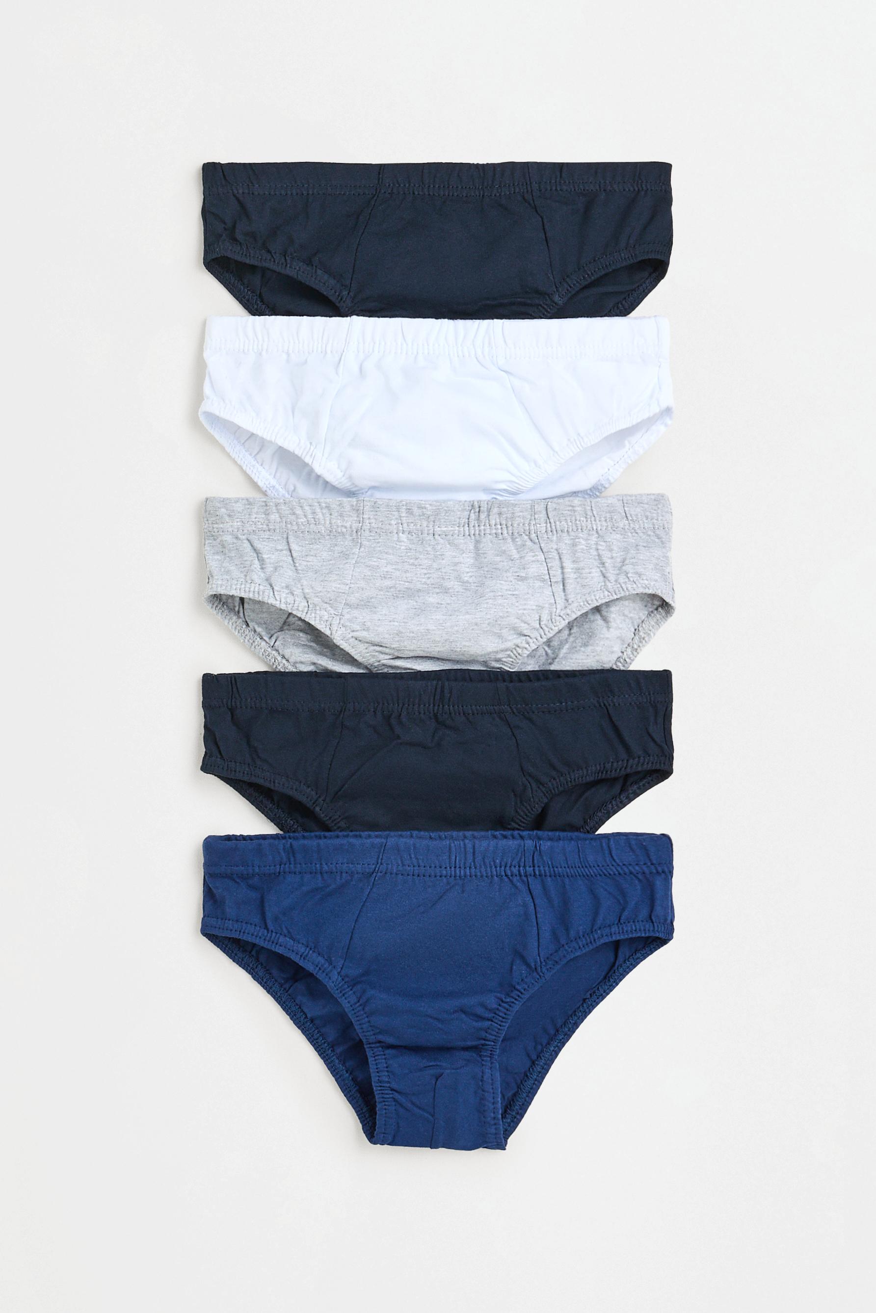 Plain briefs (5-pack) — BLUE/WHITE