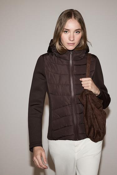 Combined quilted jacket — CHOCOLATE 5