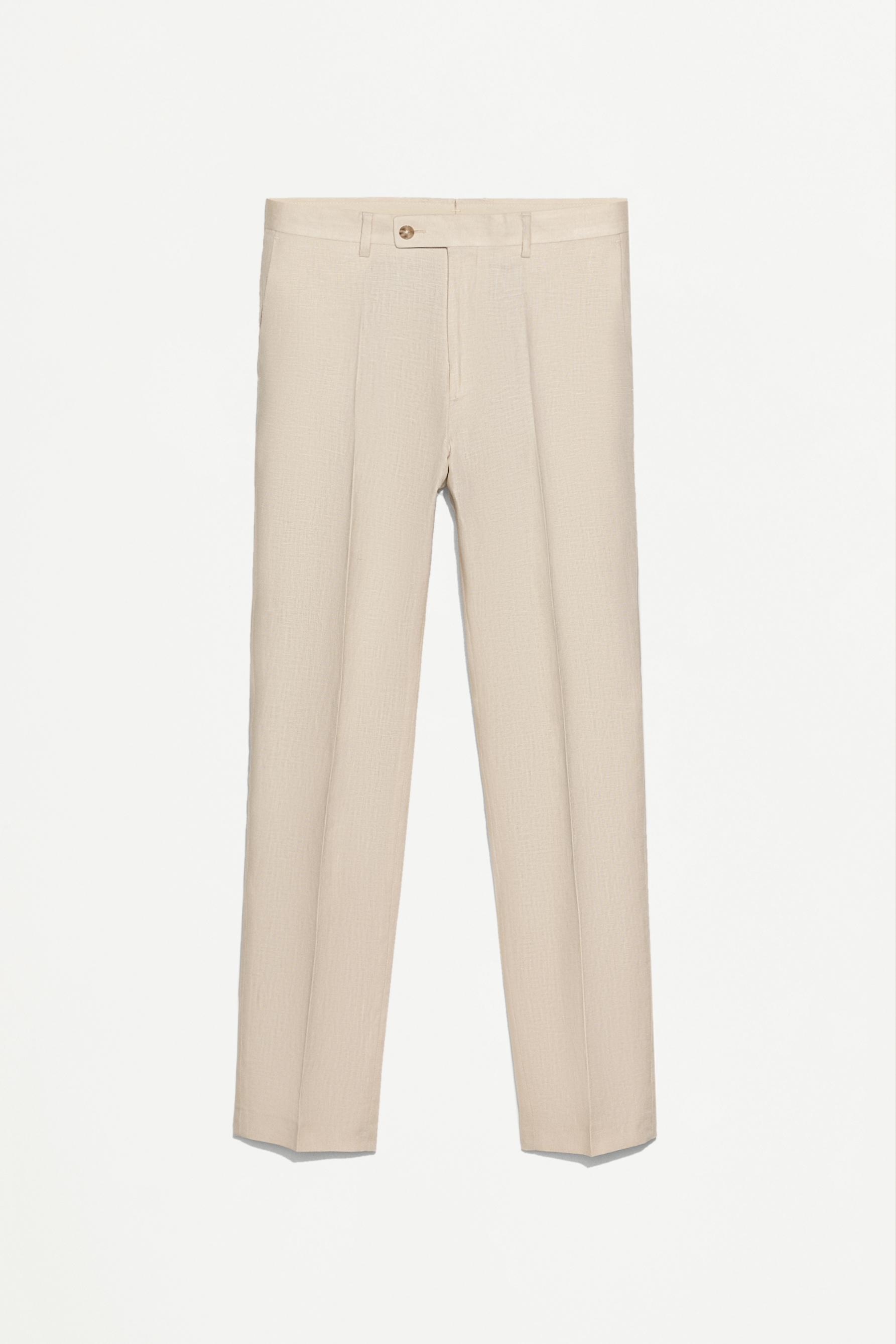 100% linen suit trousers — ECRU
