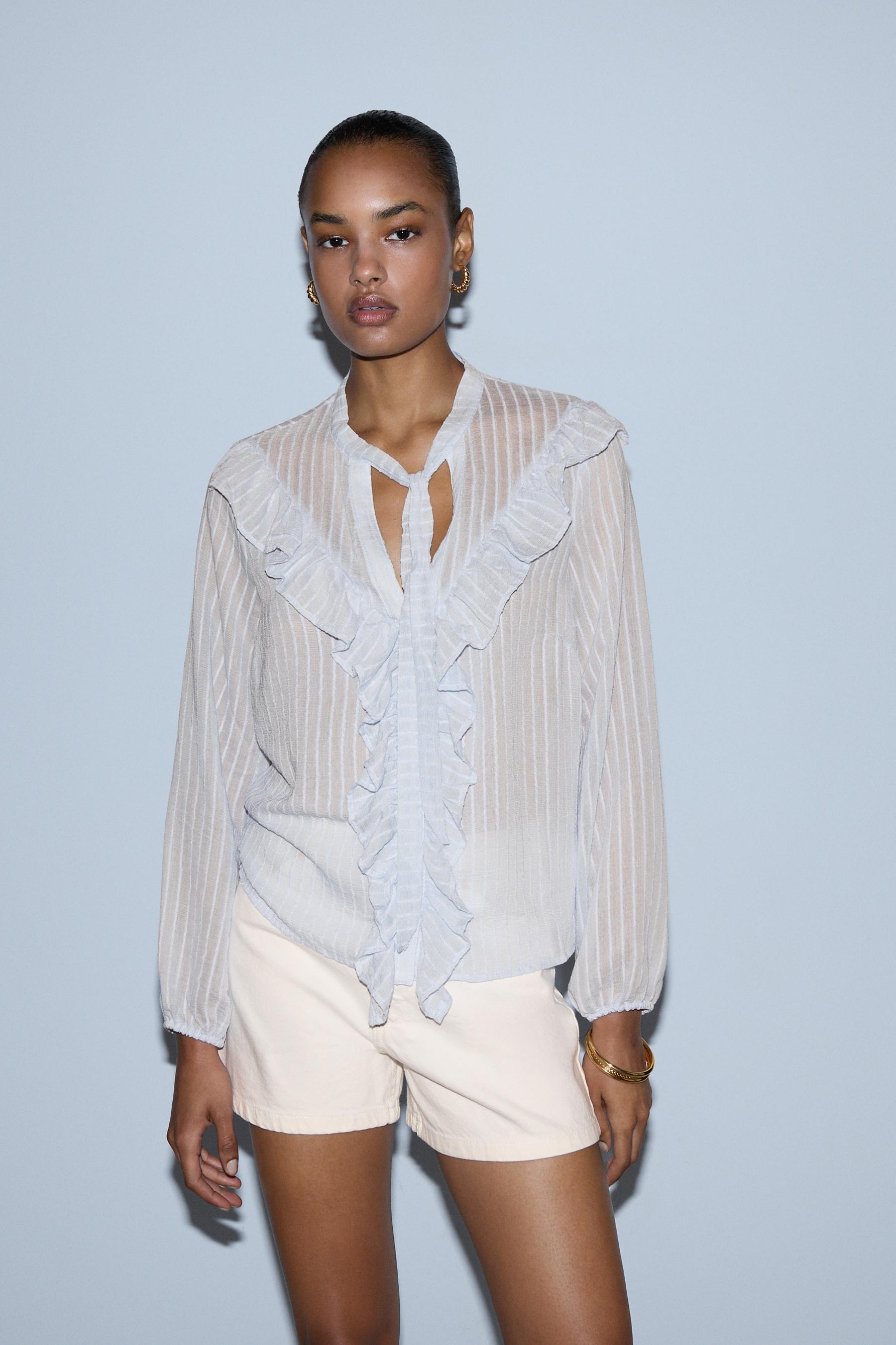 Camisa chorreras cuello tira