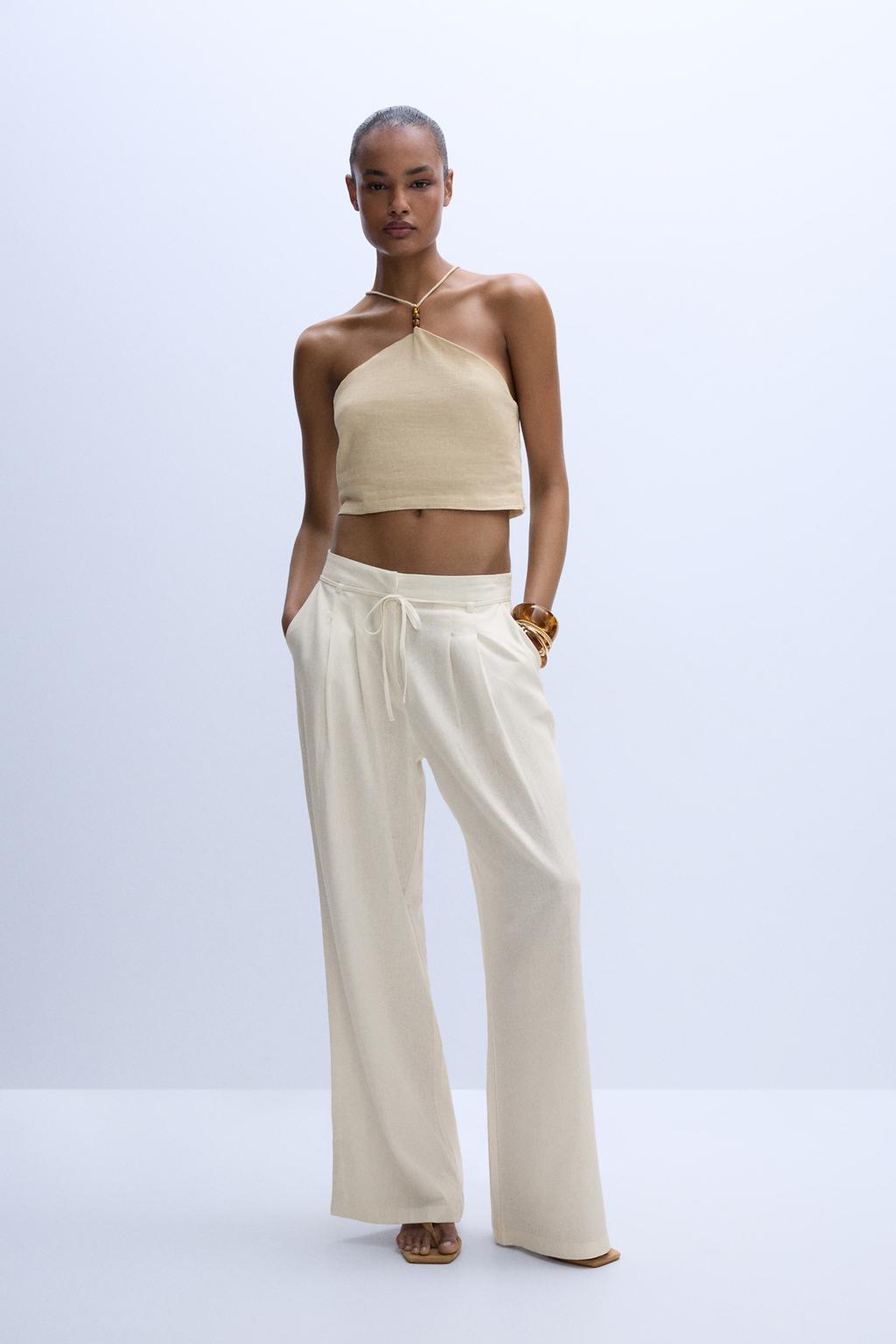 Rustic trousers with tie detail