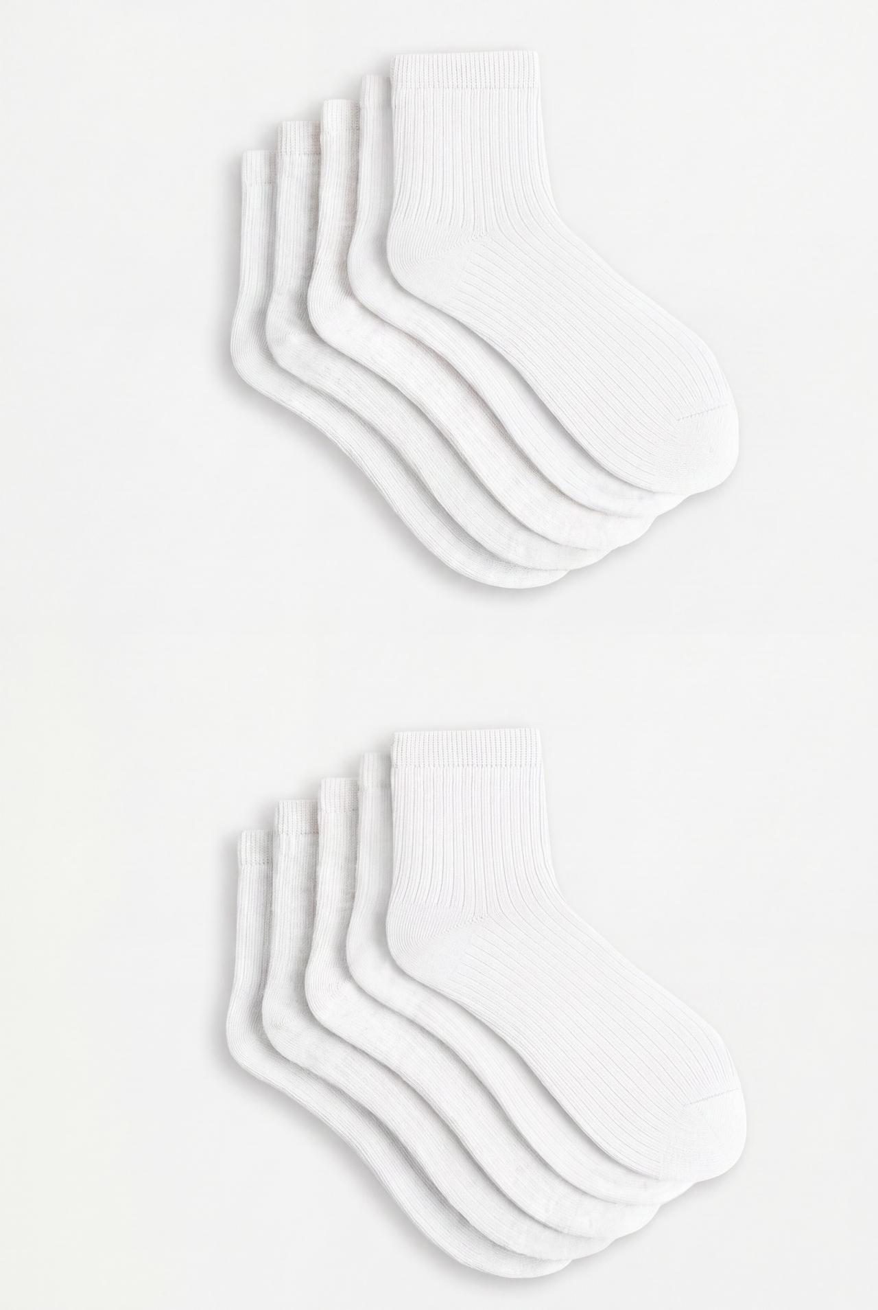 Ribbed short socks (Pack 10) — WHITE
