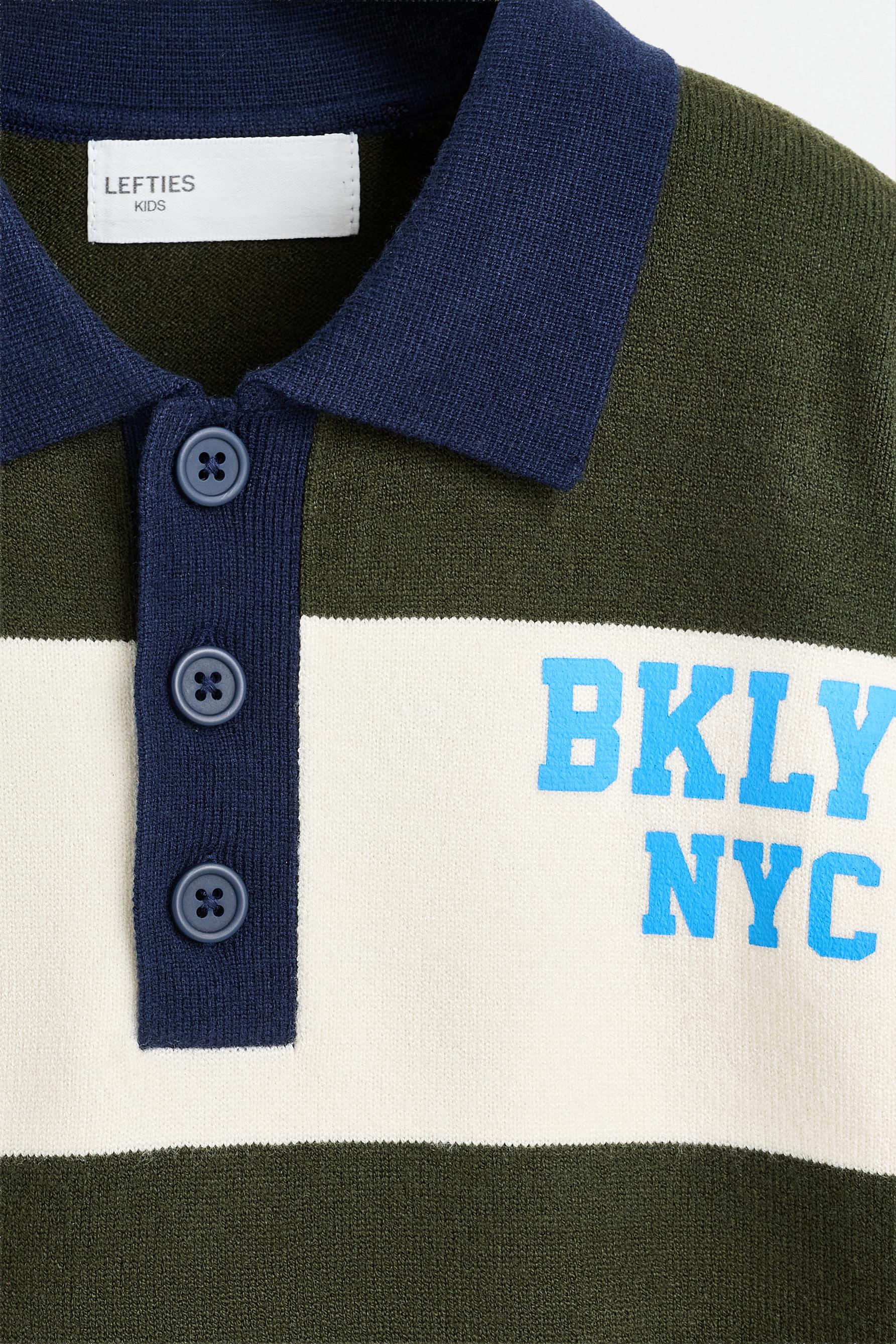 Striped knit polo shirt — GREEN