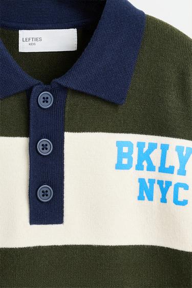 Striped knit polo shirt — GREEN 3