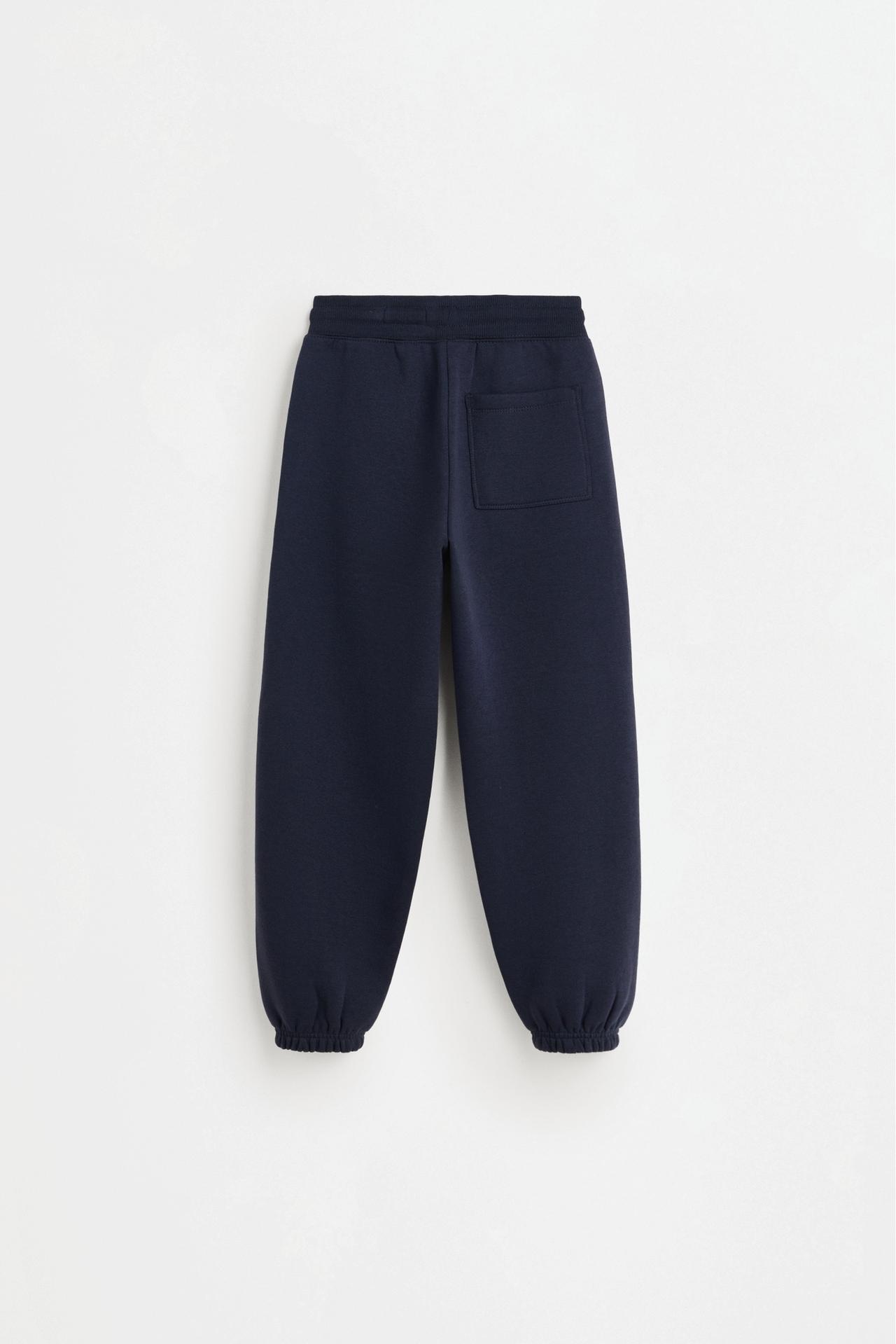 Plush trousers with knee stitching — NAVY
