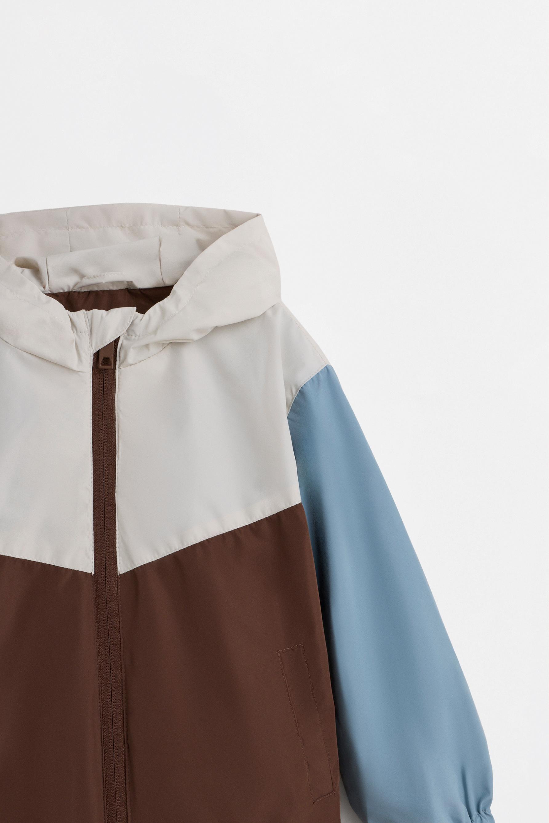 Color block windbreaker jacket — DARK BROWN