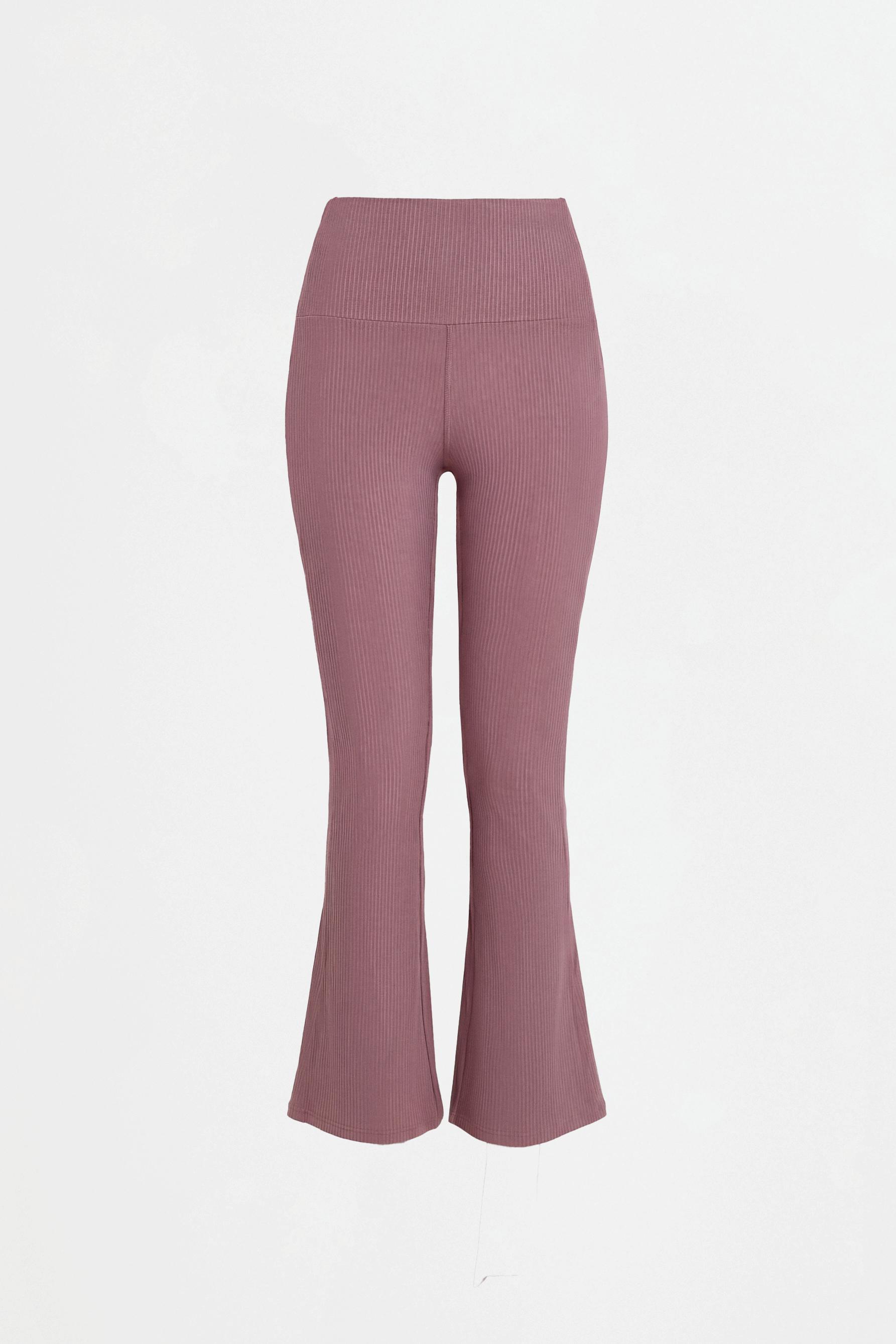 Ribbed flared sports leggings — PINK