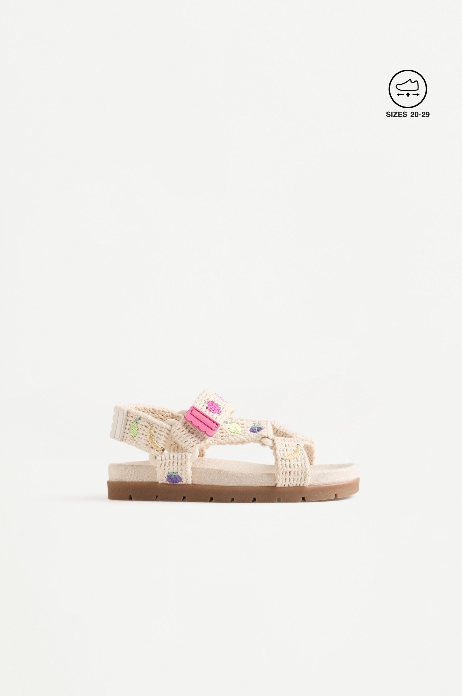 EMBROIDERED COMFORT SANDALS — ECRU