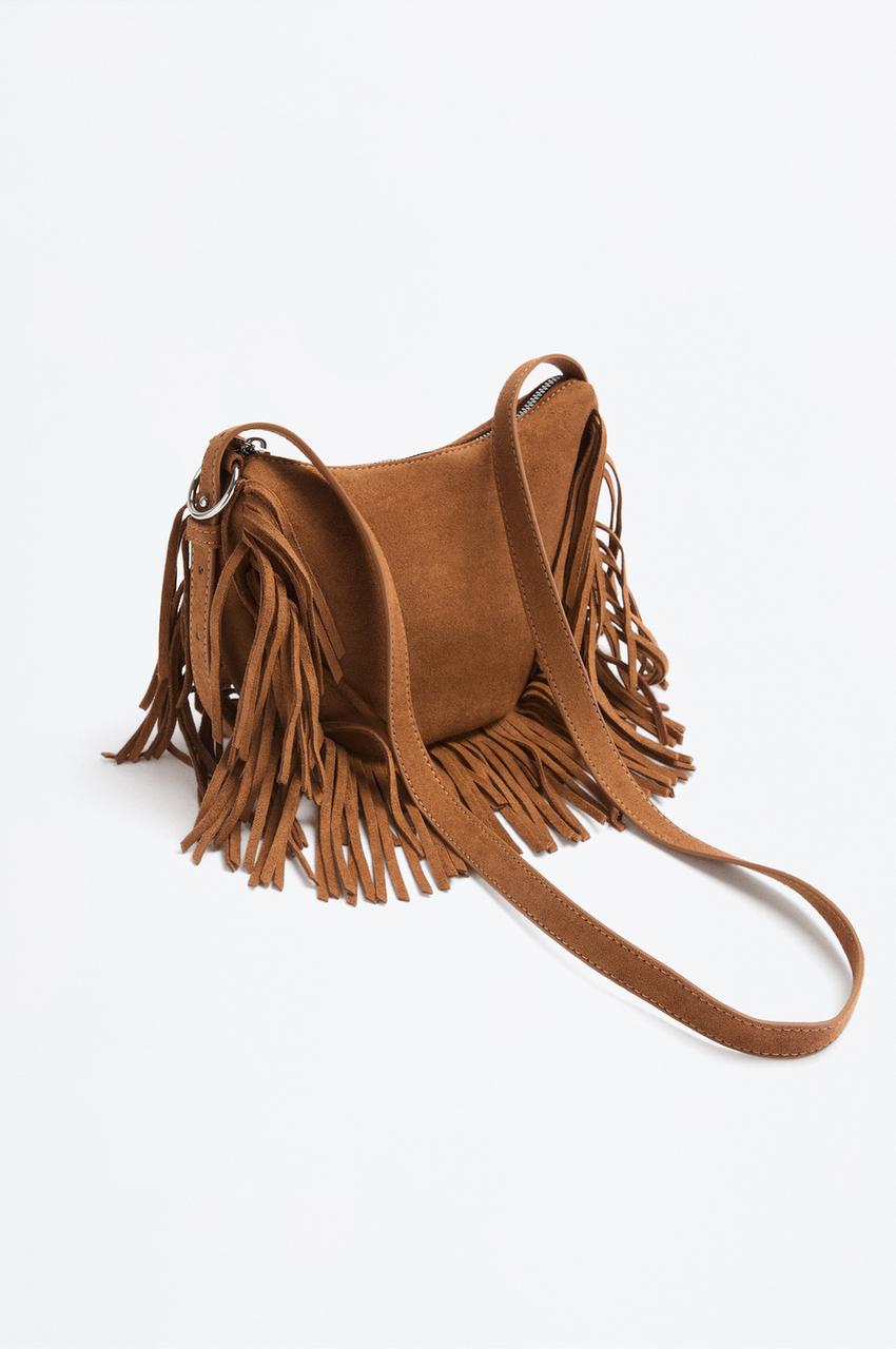 Bolso bandolera flecos efecto ante Accesorios De Pelo