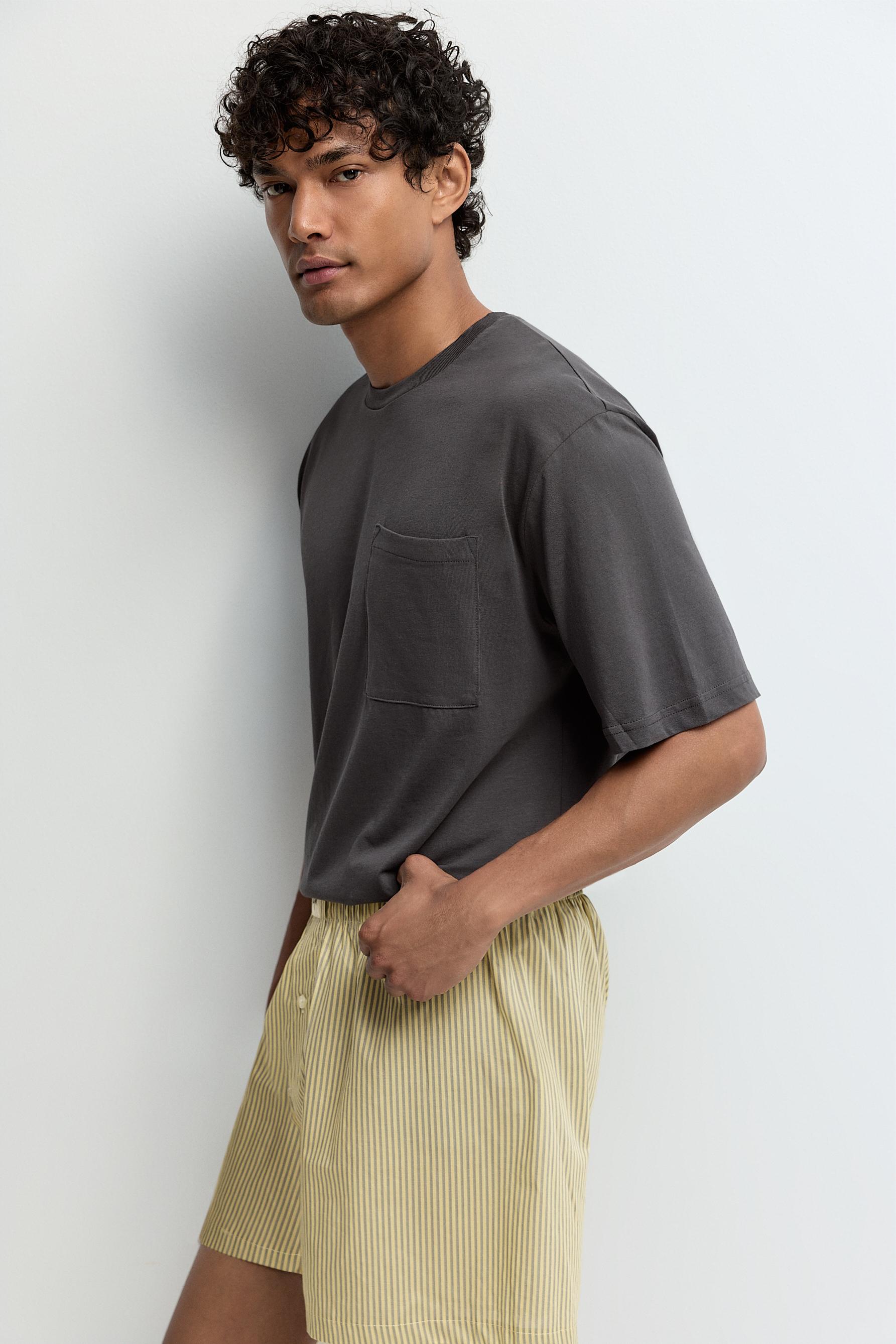 Short pyjamas with pocket — CHARCOAL GREY