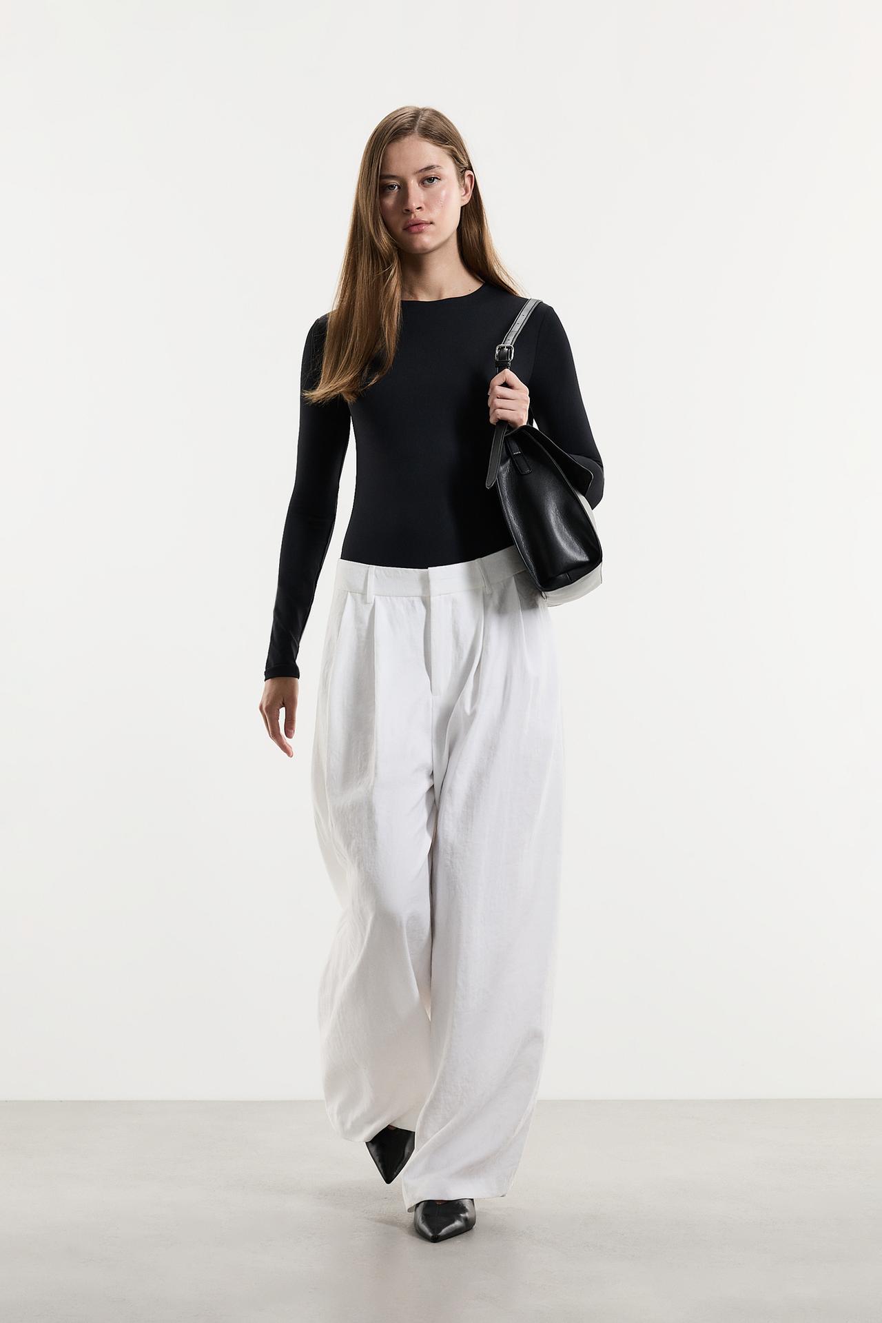 Long sleeve polyamide bodysuit — BLACK