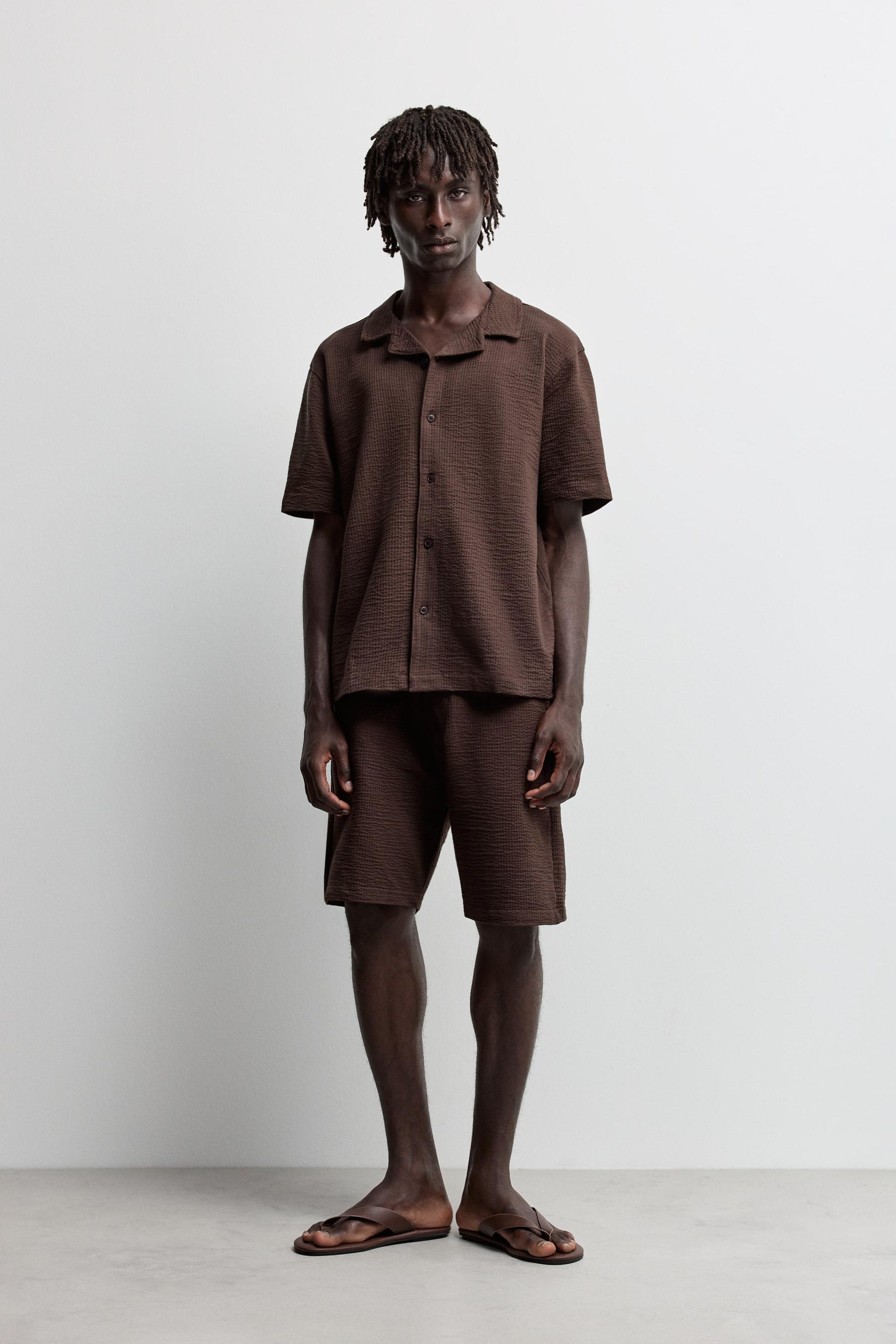 Seersucker shirt — CHOCOLATE