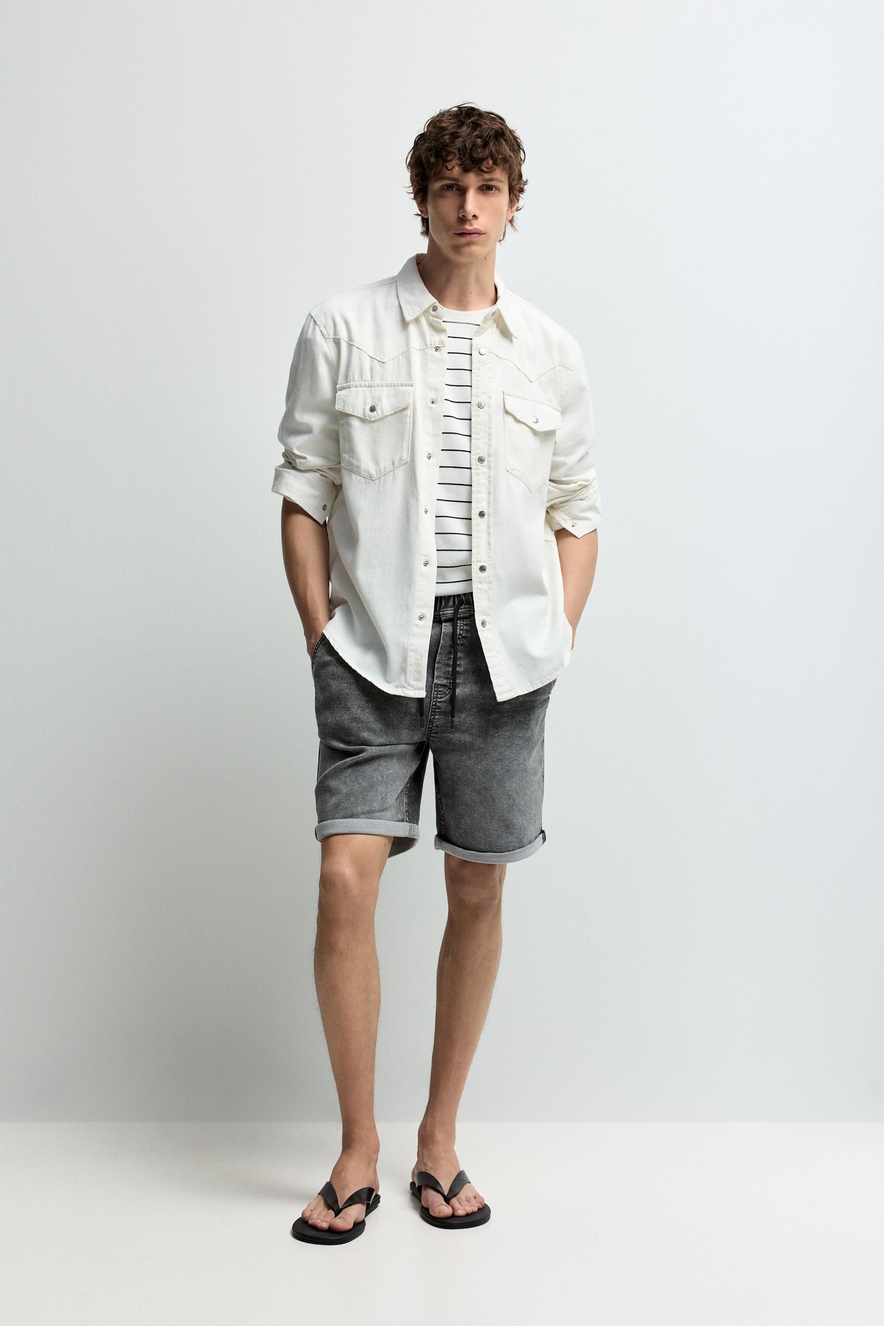 Denim jogger Bermuda shorts — CHARCOAL