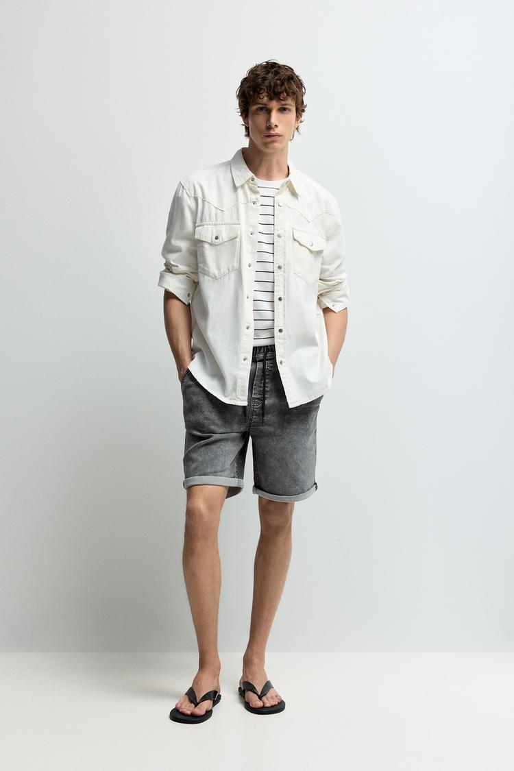 Denim jogger Bermuda shorts — CHARCOAL