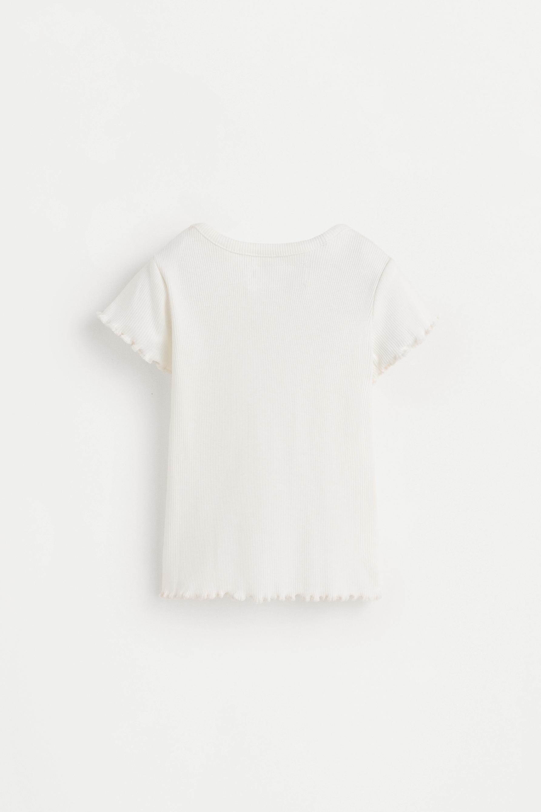 Embroidered ribbed T-shirt — WHITE