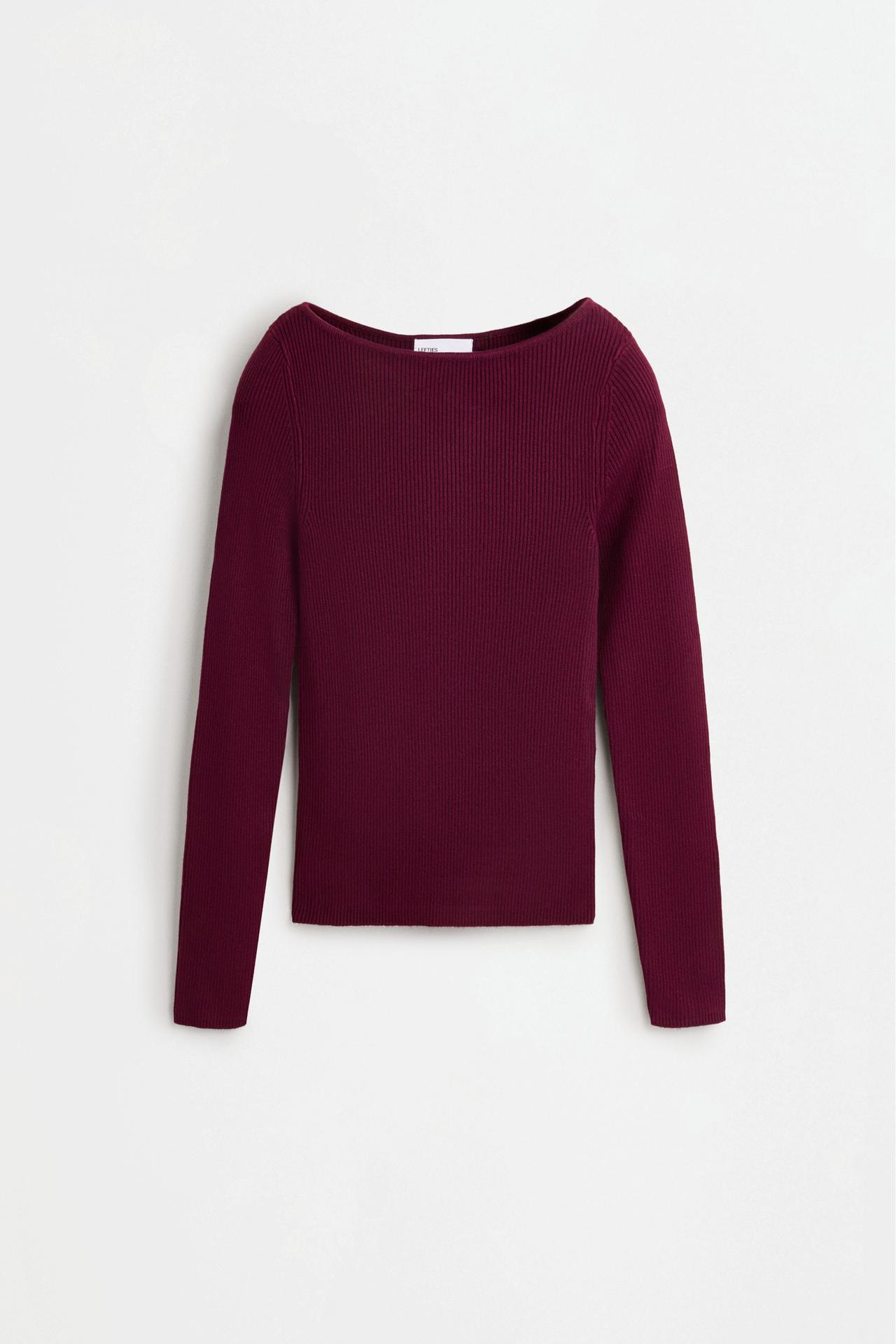 Basic rib sweater — BURGUNDY