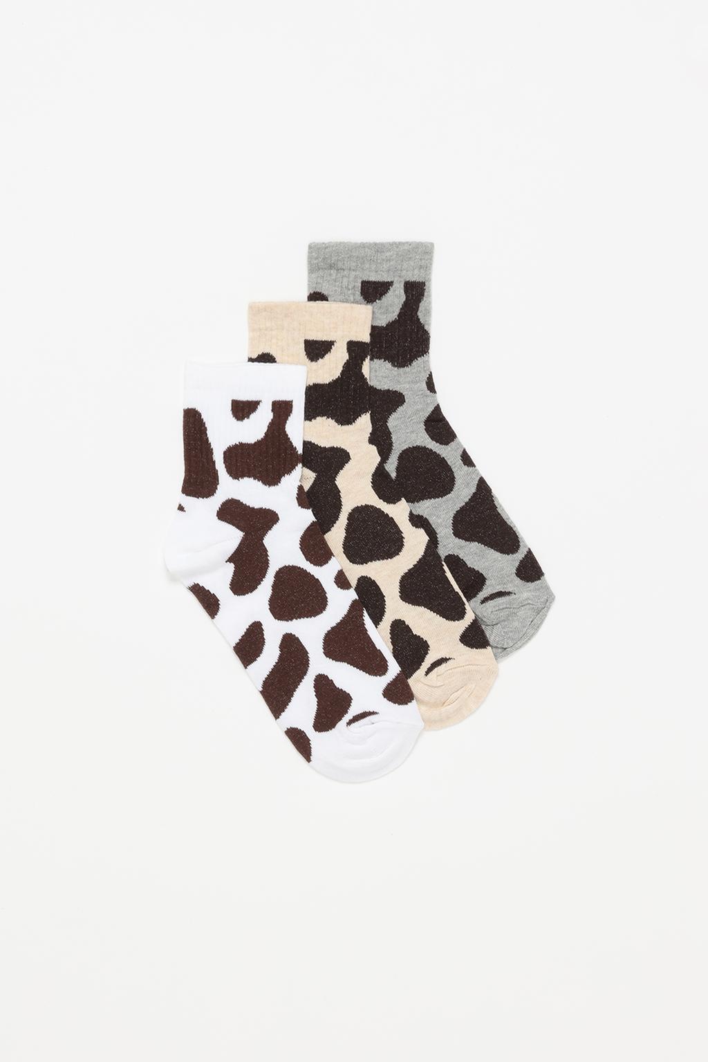 3-pack of long cow ankle socks