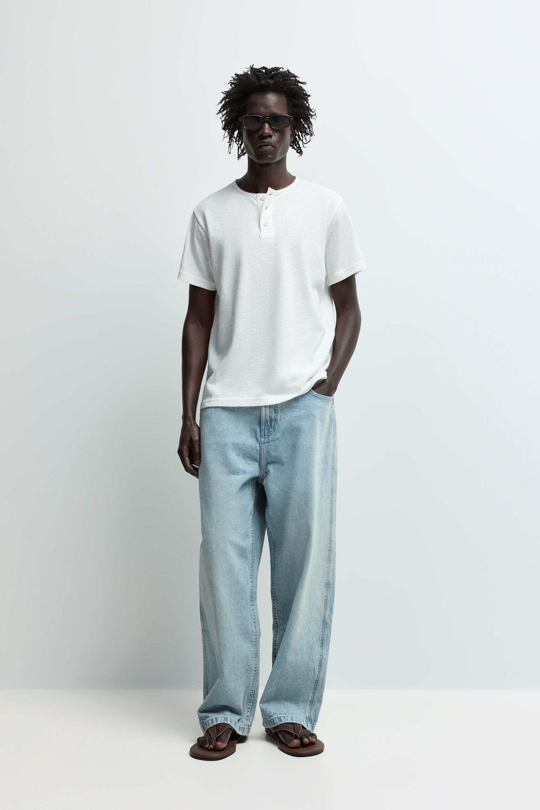 Basic henley T-shirt — OFF WHITE