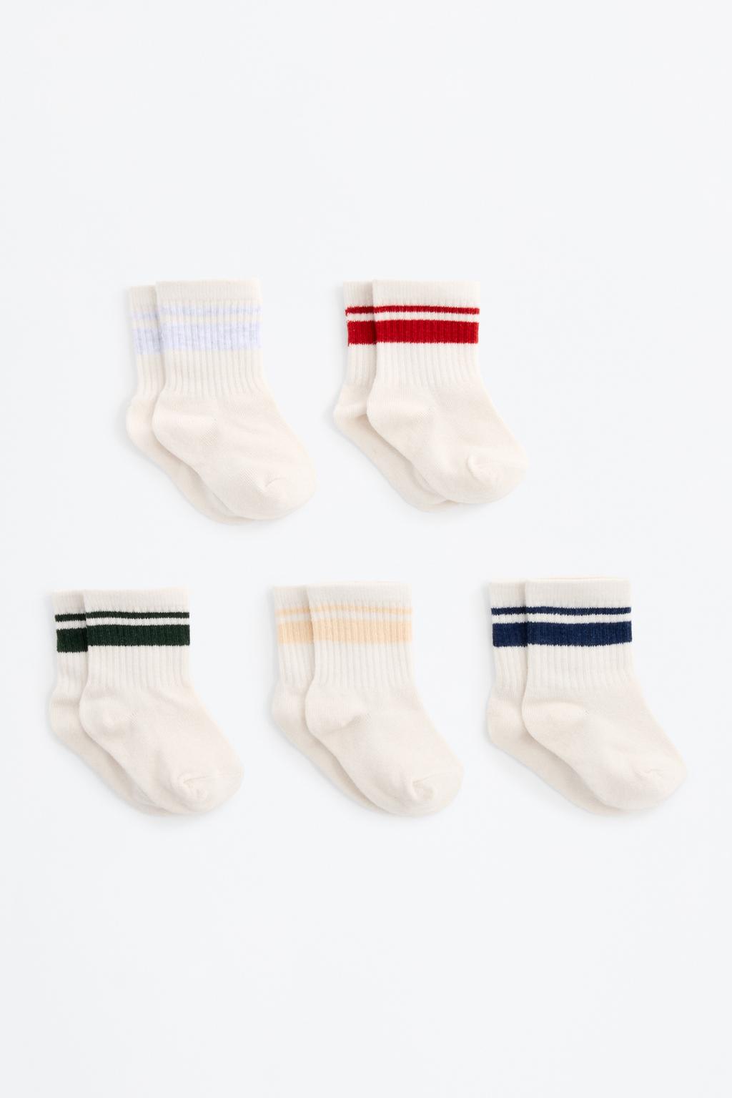 Pack of 5 pairs of ribbed striped long socks