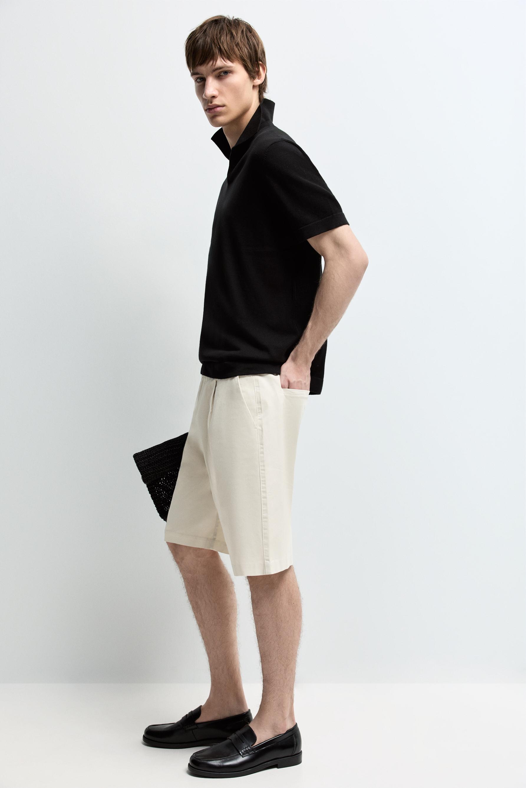 Pleated chino Bermuda shorts — GREY