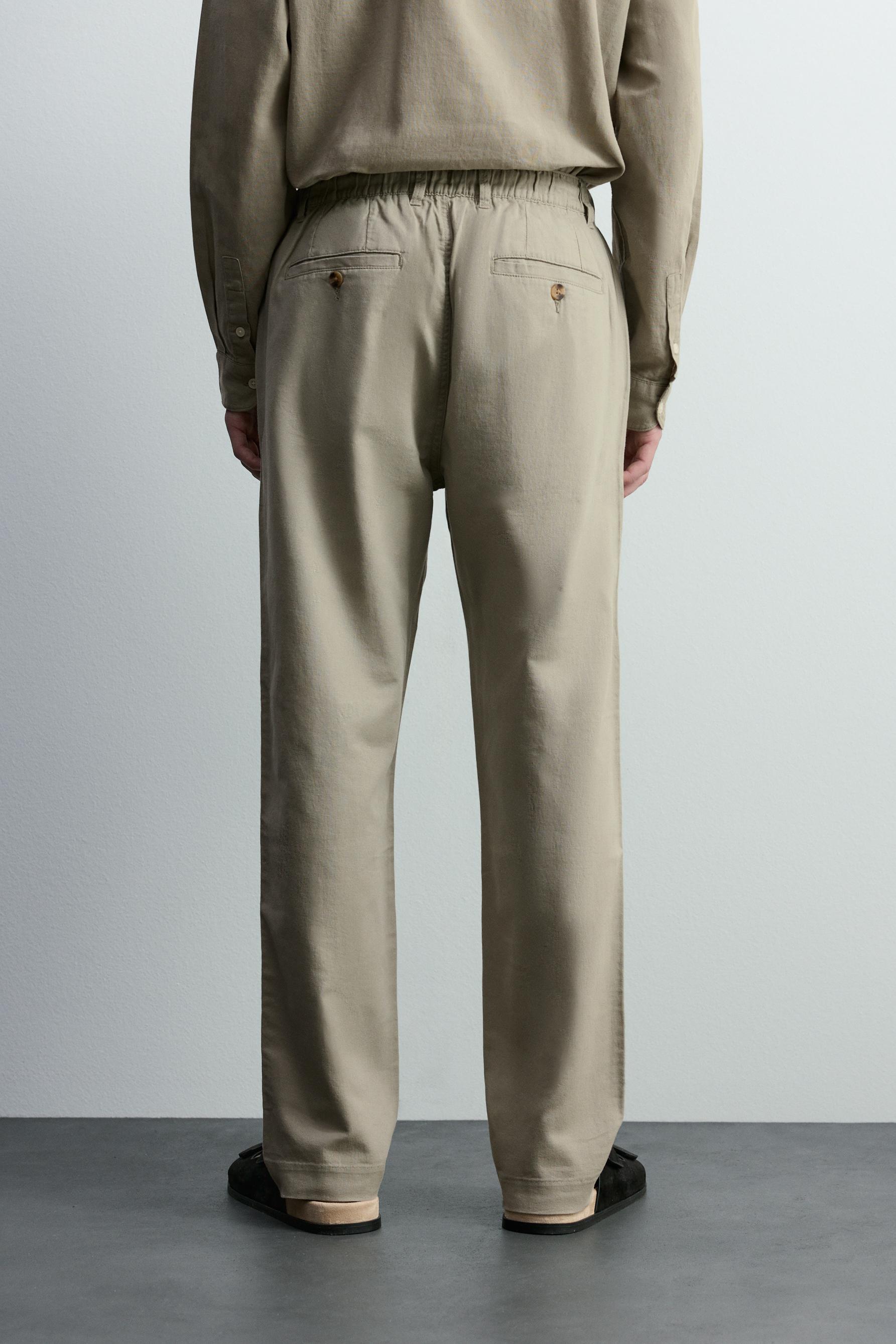 Cotton - linen smart trousers — KHAKI