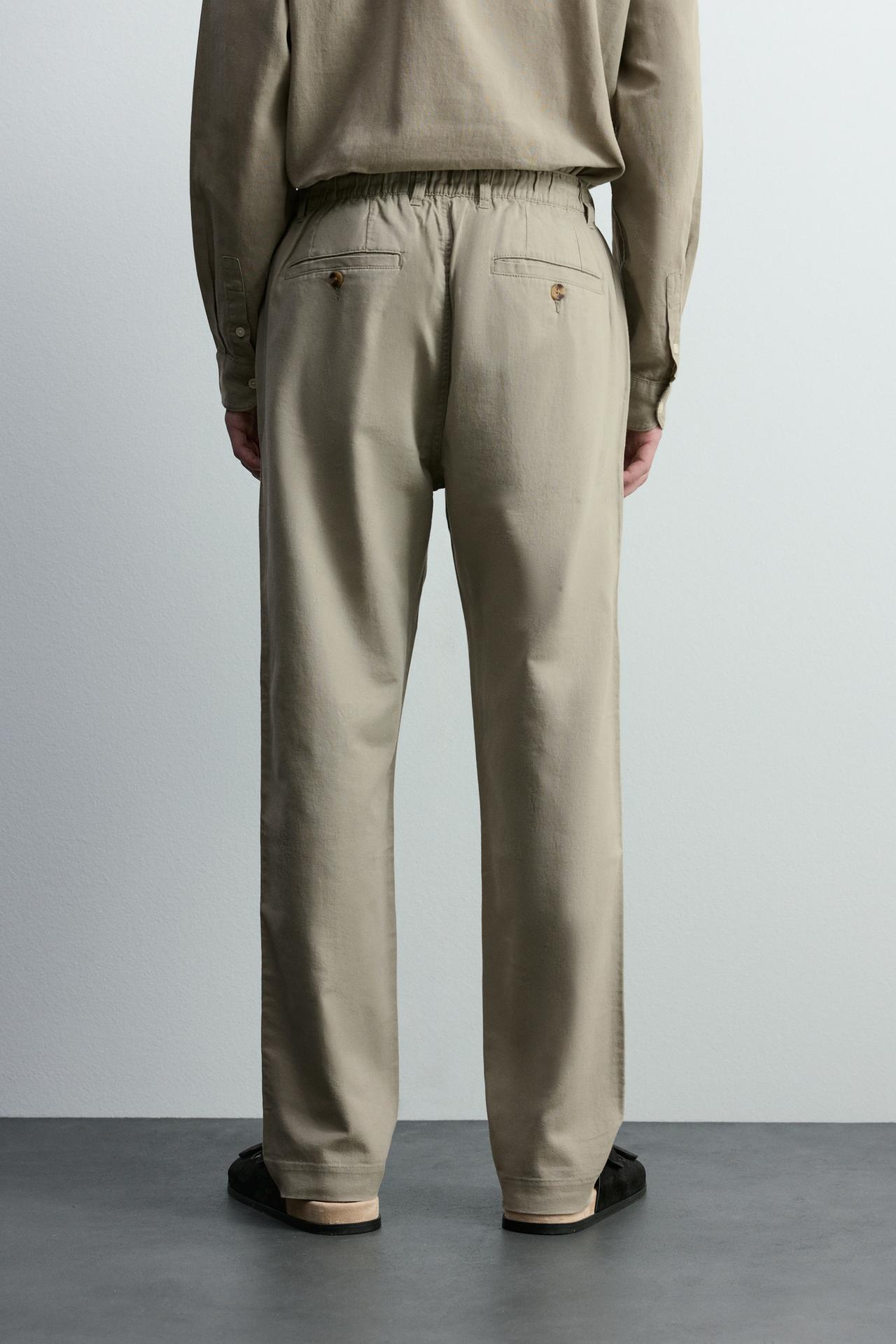 Cotton - linen smart trousers — KHAKI