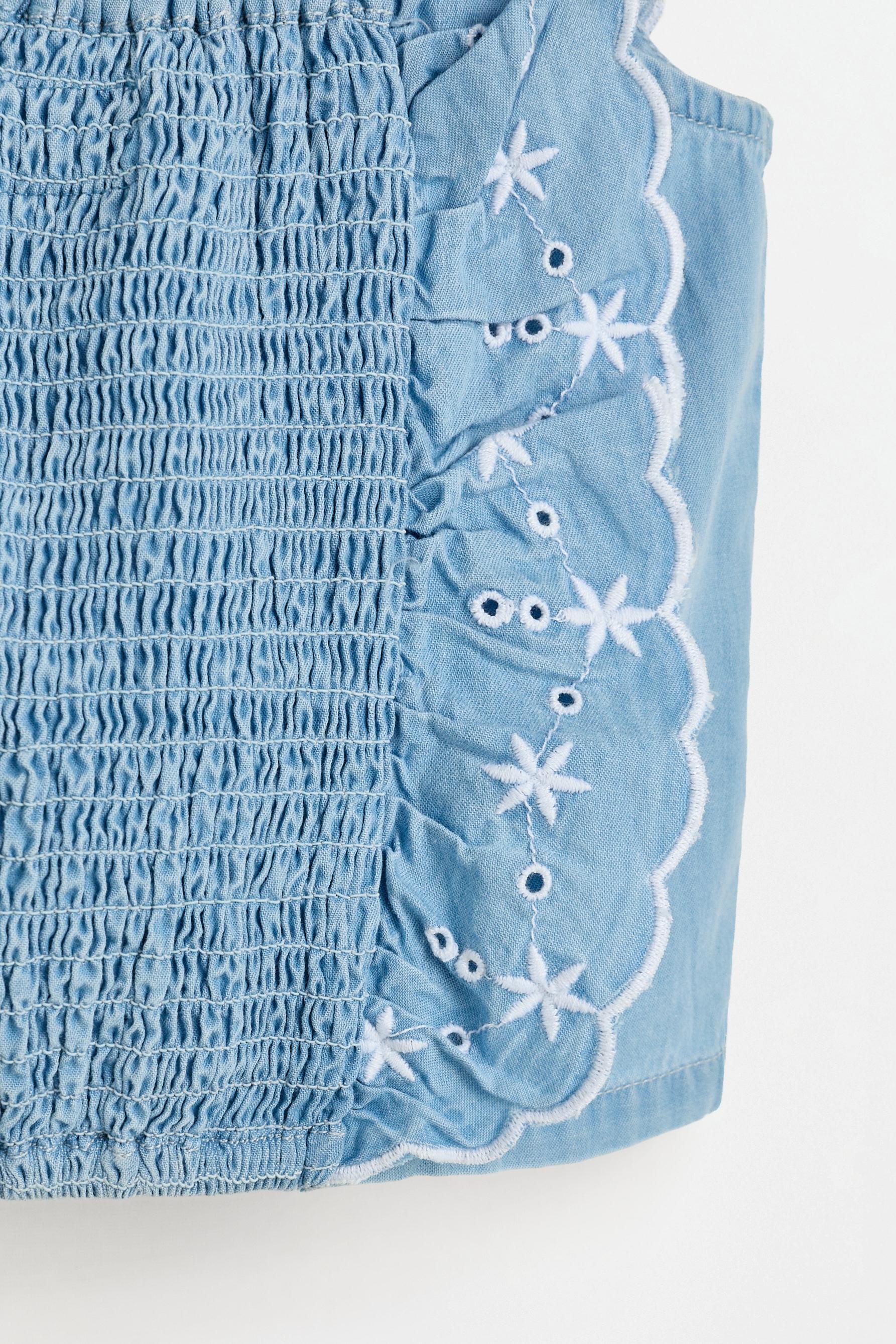 Ruffled denim top — PALE BLUE