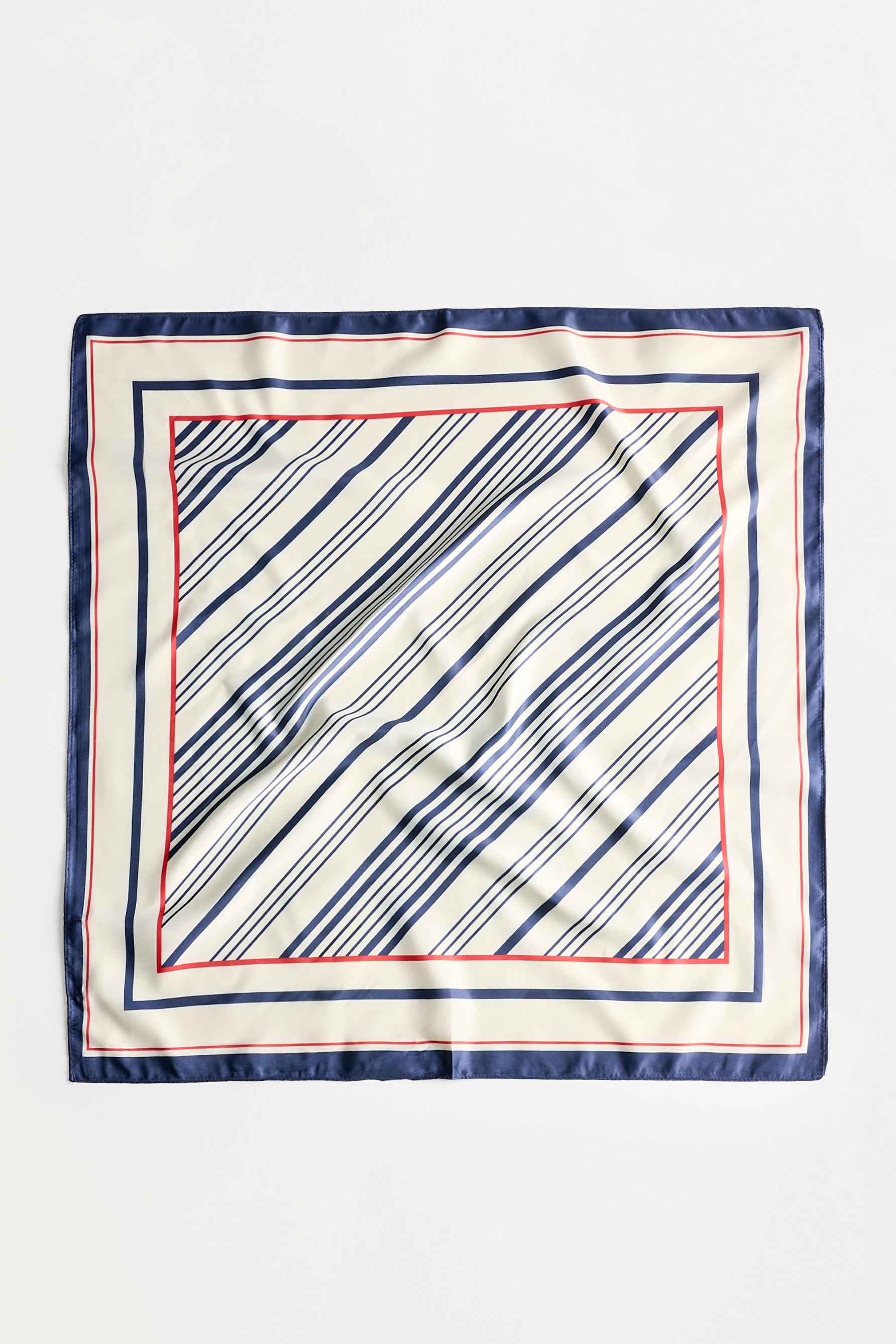 Striped satin scarf — BLUE