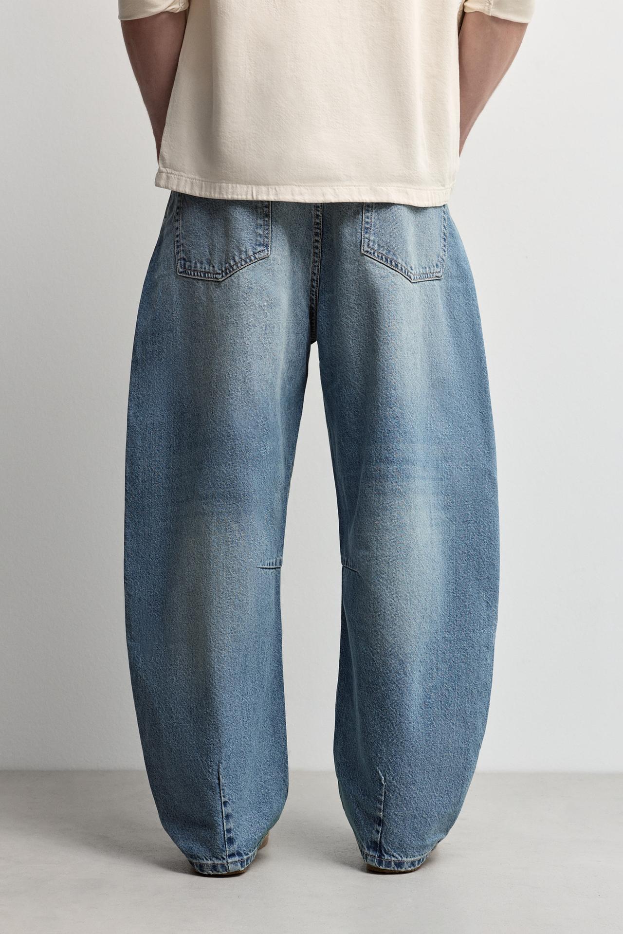 Belted barrel leg jeans — BLUE