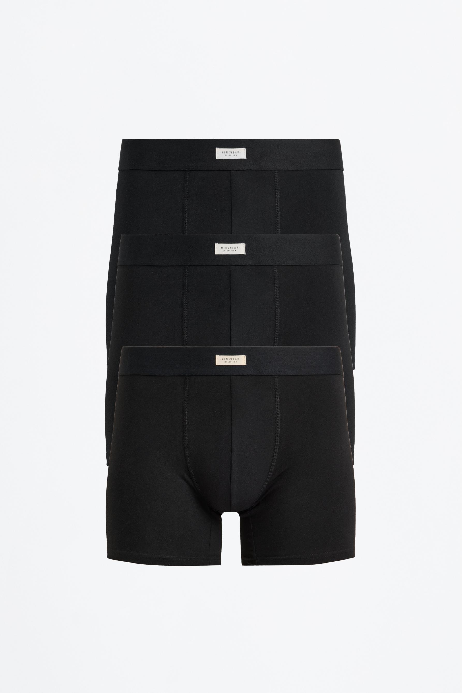3-pack of long basic boxers — BLACK
