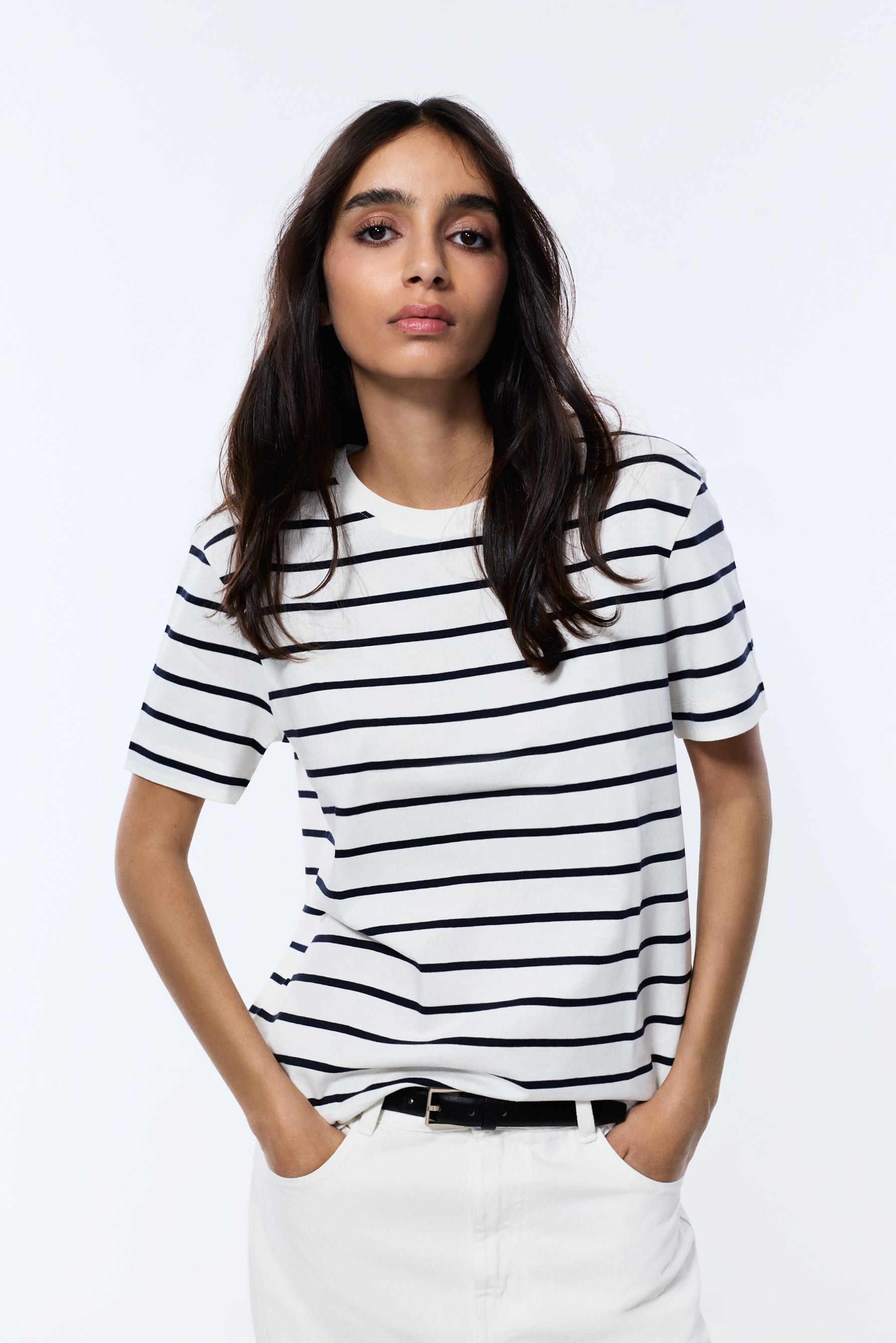 Basic round neck T-shirt — STRIPED