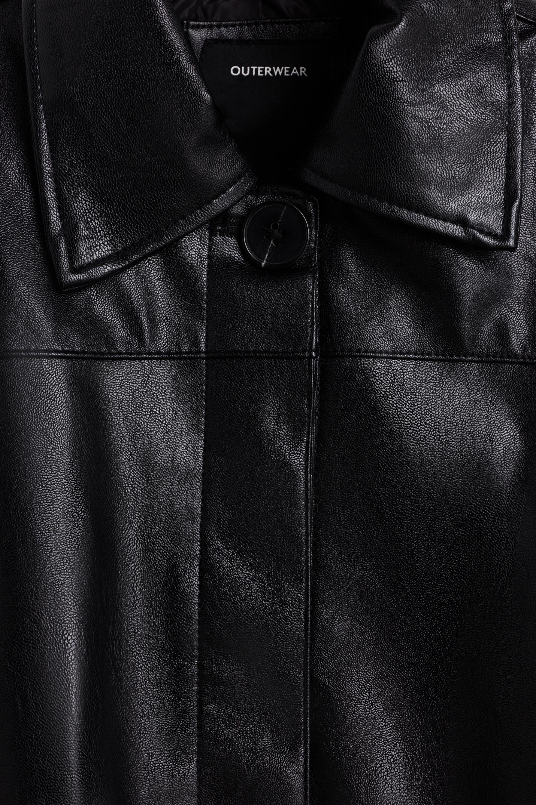 Leather effect pocket jacket — BLACK