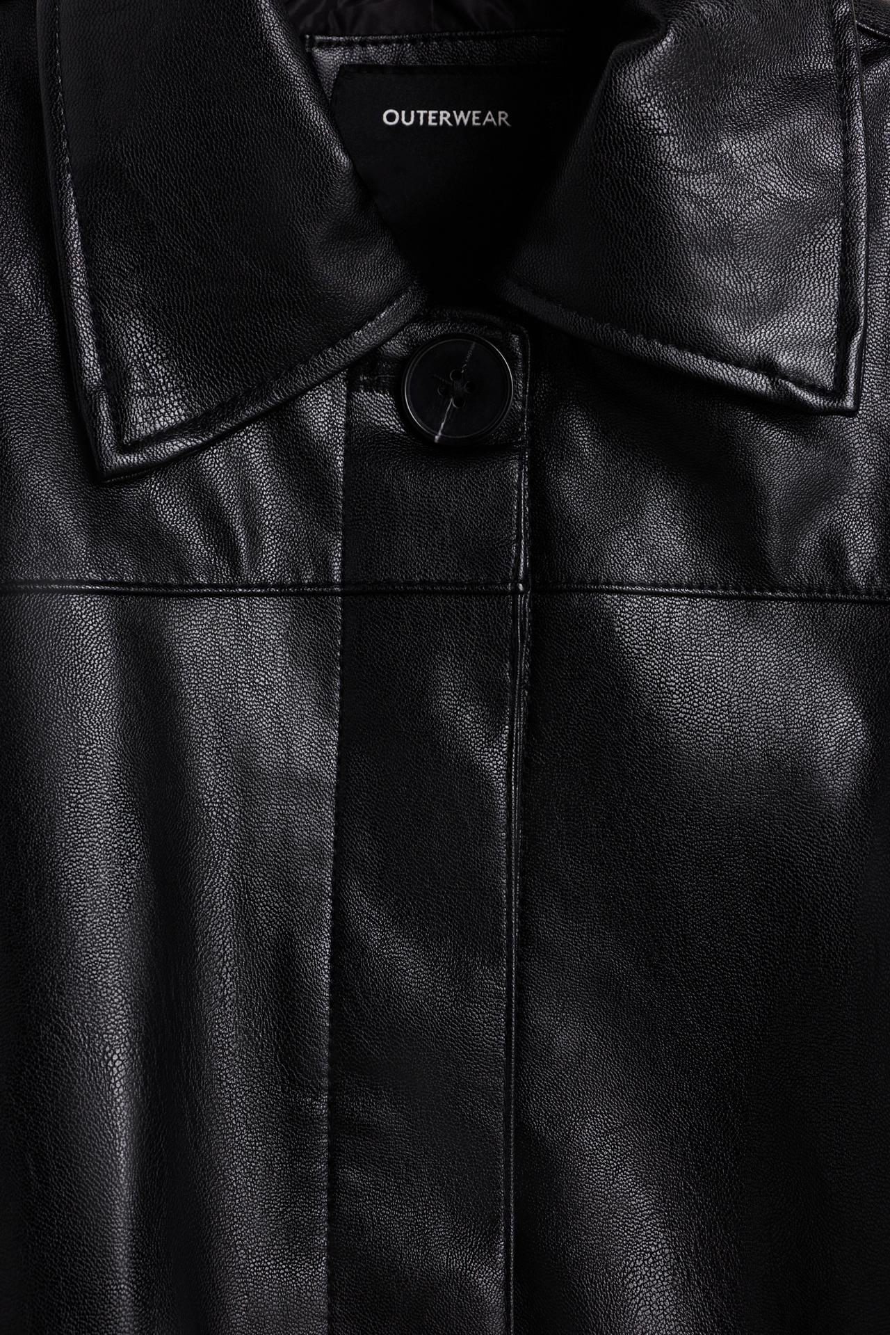 Leather effect pocket jacket — BLACK