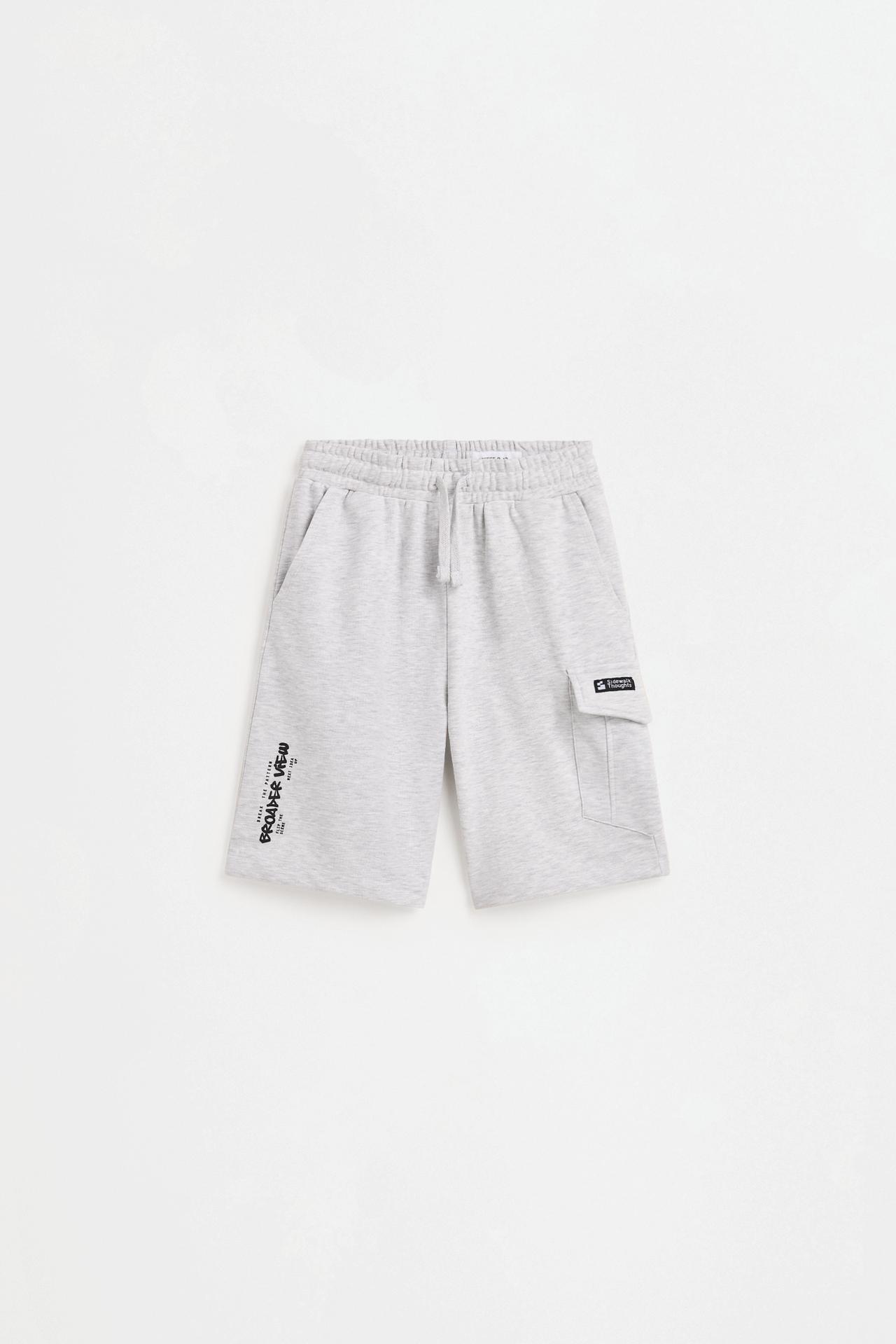 Plush cargo Bermuda shorts — GREY MARL