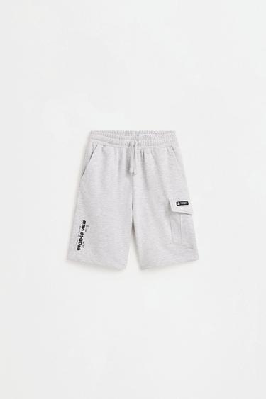 Plush cargo Bermuda shorts — GREY MARL 1