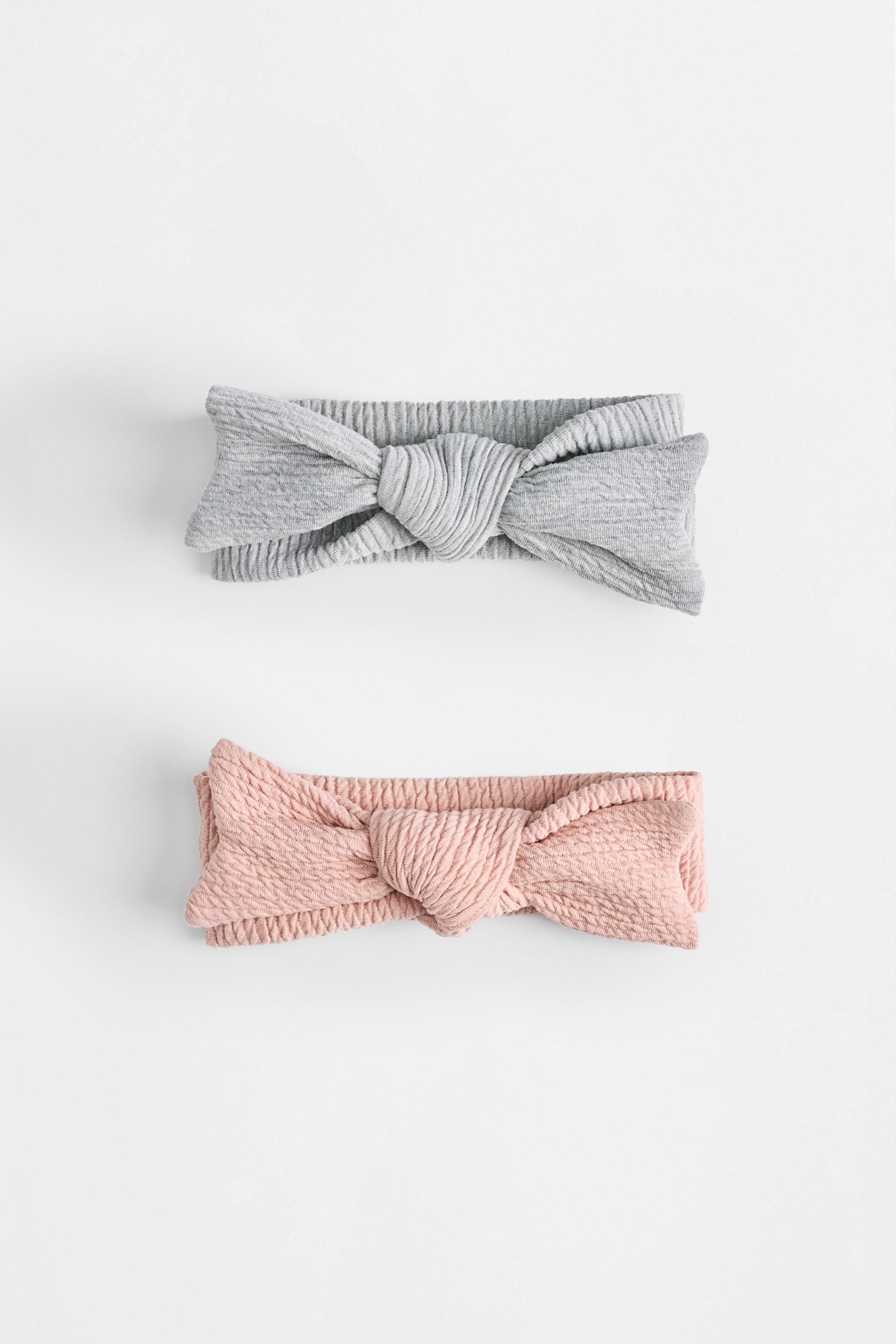 Textured knit bow bandanas (2-pack) — GREY