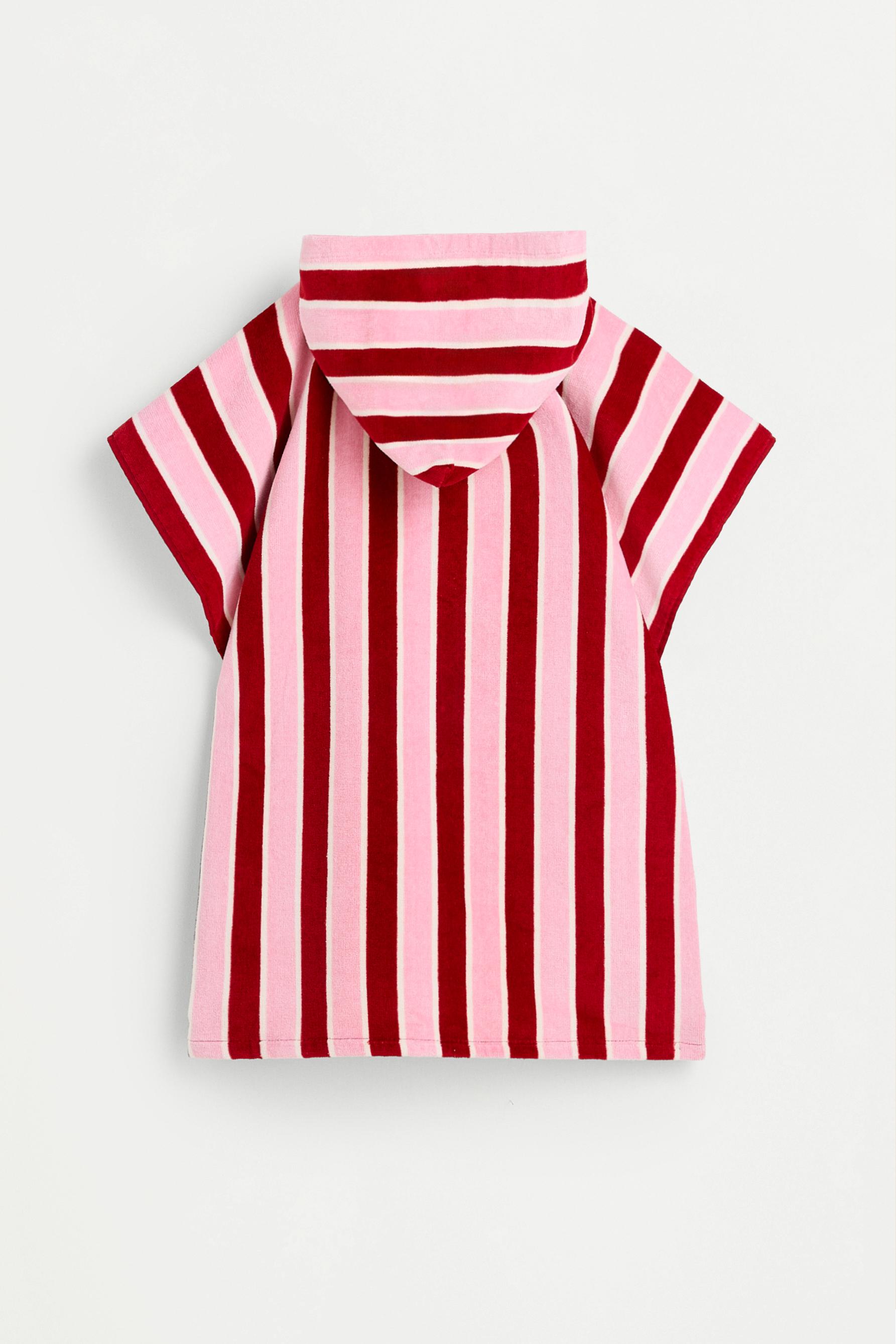 Kids' Blue Stripe Poncho Towel — RED
