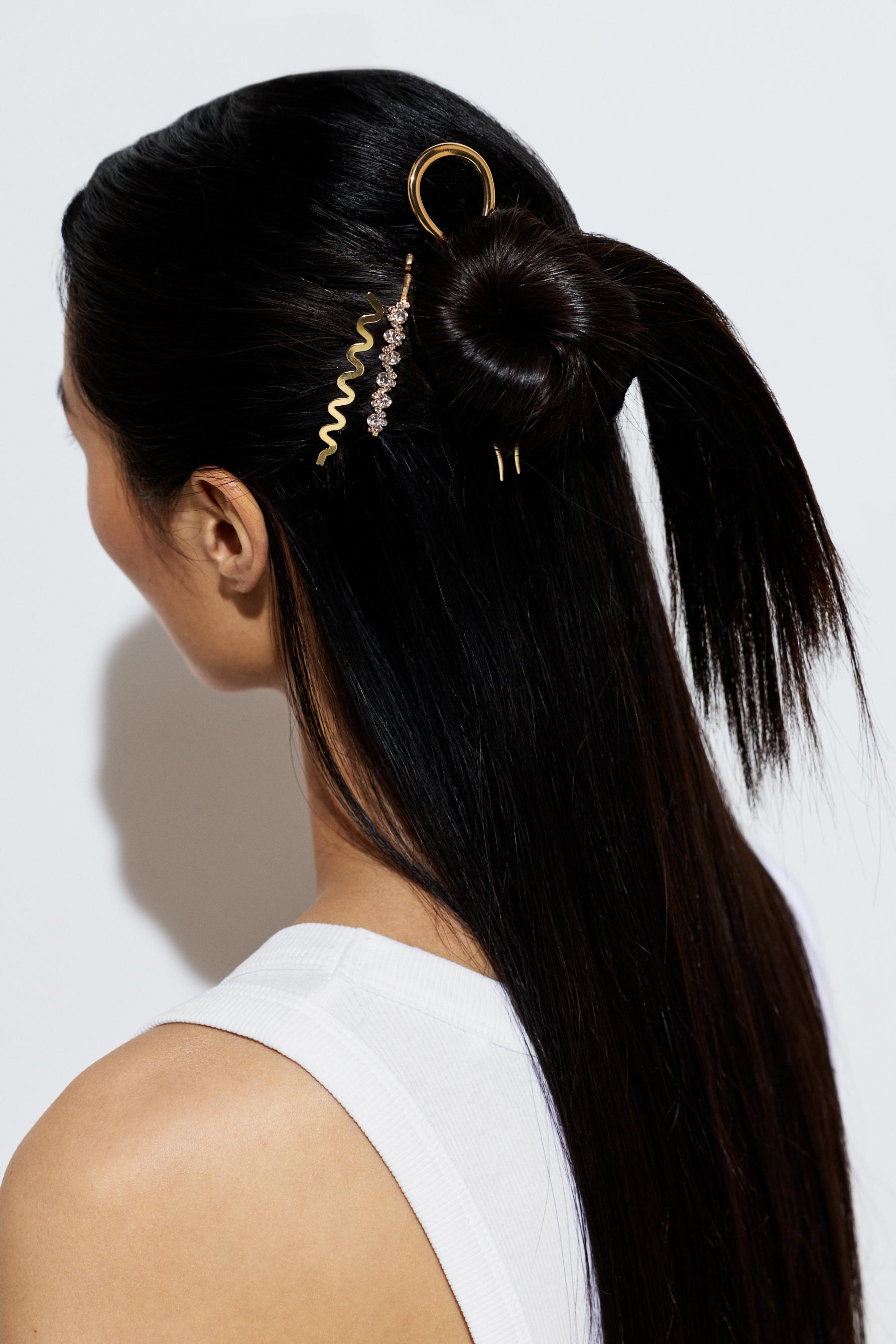 4-pack of assorted hairpins — GOLD