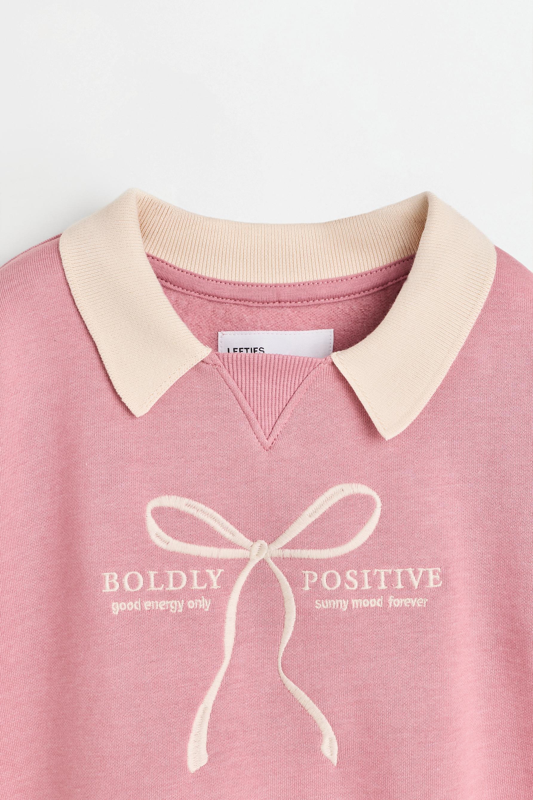 Polo sweatshirt and bow trousers set — DUSTY PINK
