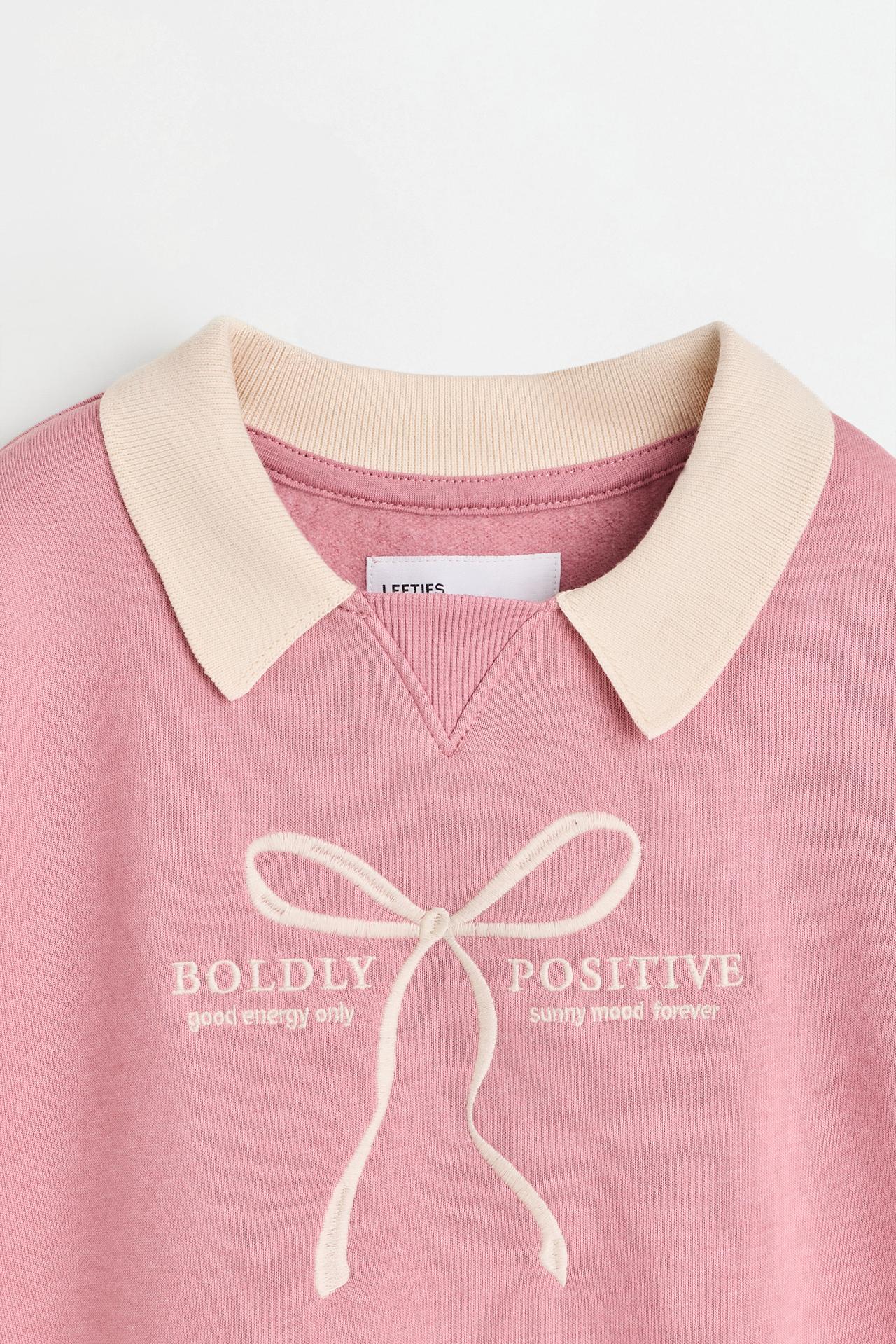Polo sweatshirt and bow trousers set — DUSTY PINK
