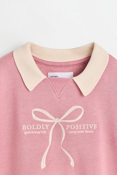 Polo sweatshirt and bow trousers set — DUSTY PINK 6