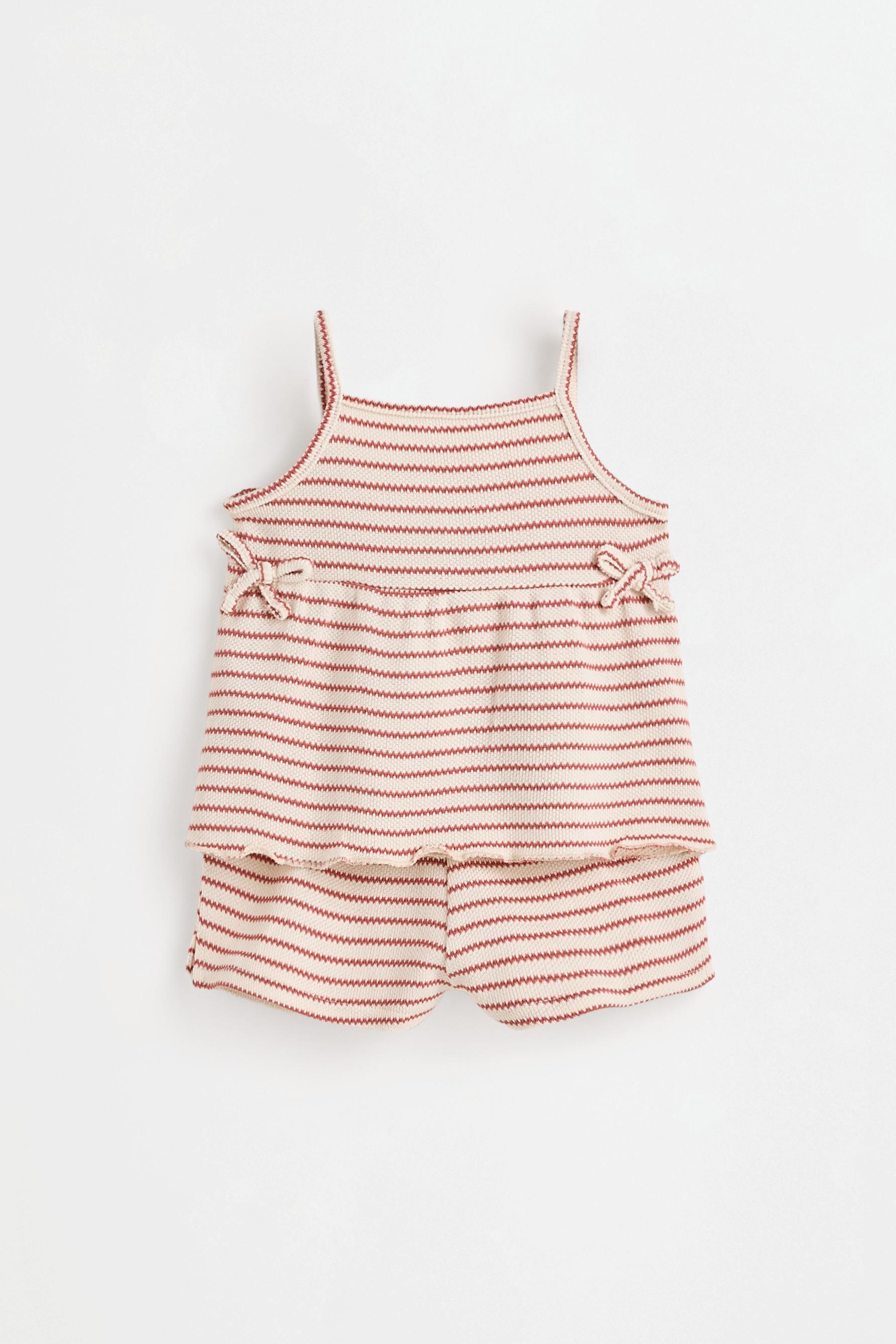 Striped bias cut top and shorts set — RUSSET
