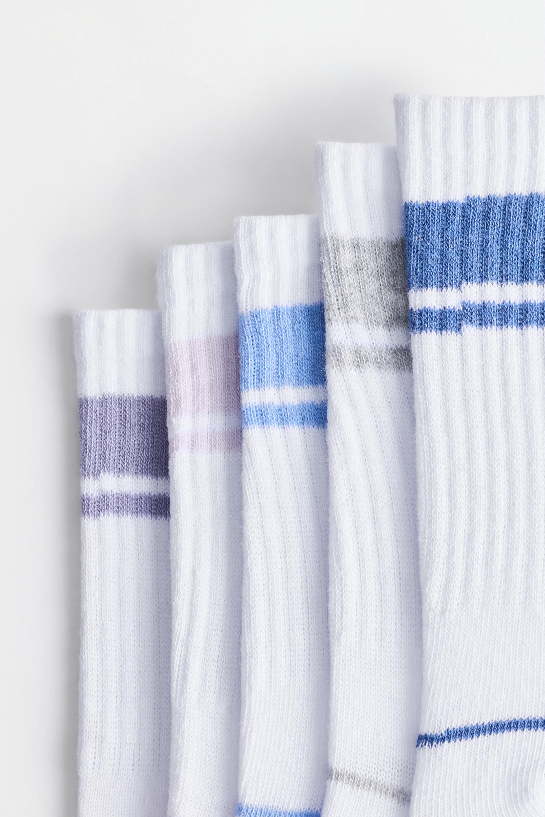 Striped sports socks (5-pack) — WHITE/NAVY